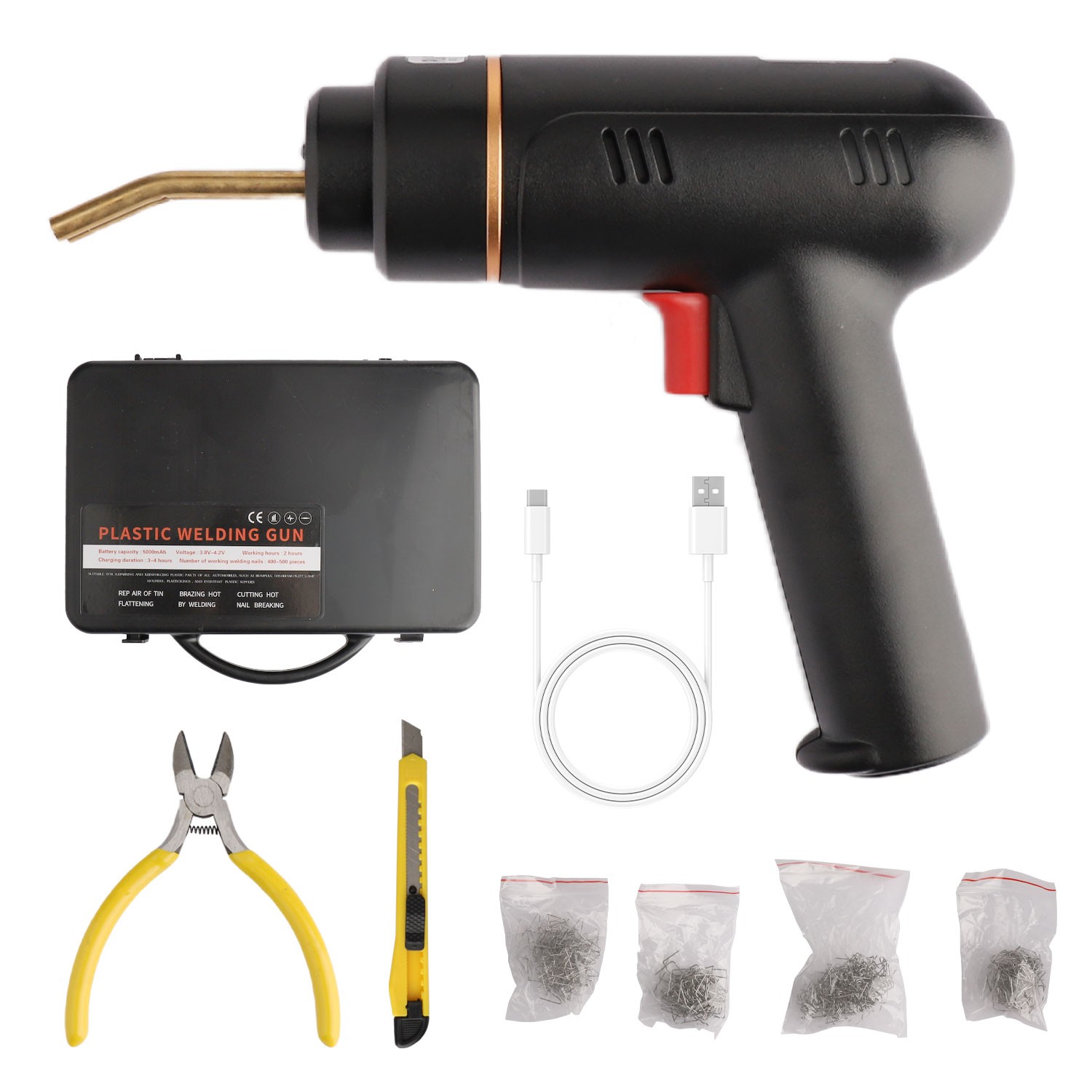 Plastic Welder Kit Soldering Hot Stapler Bumper Repair Welding Gun w 400 Staples