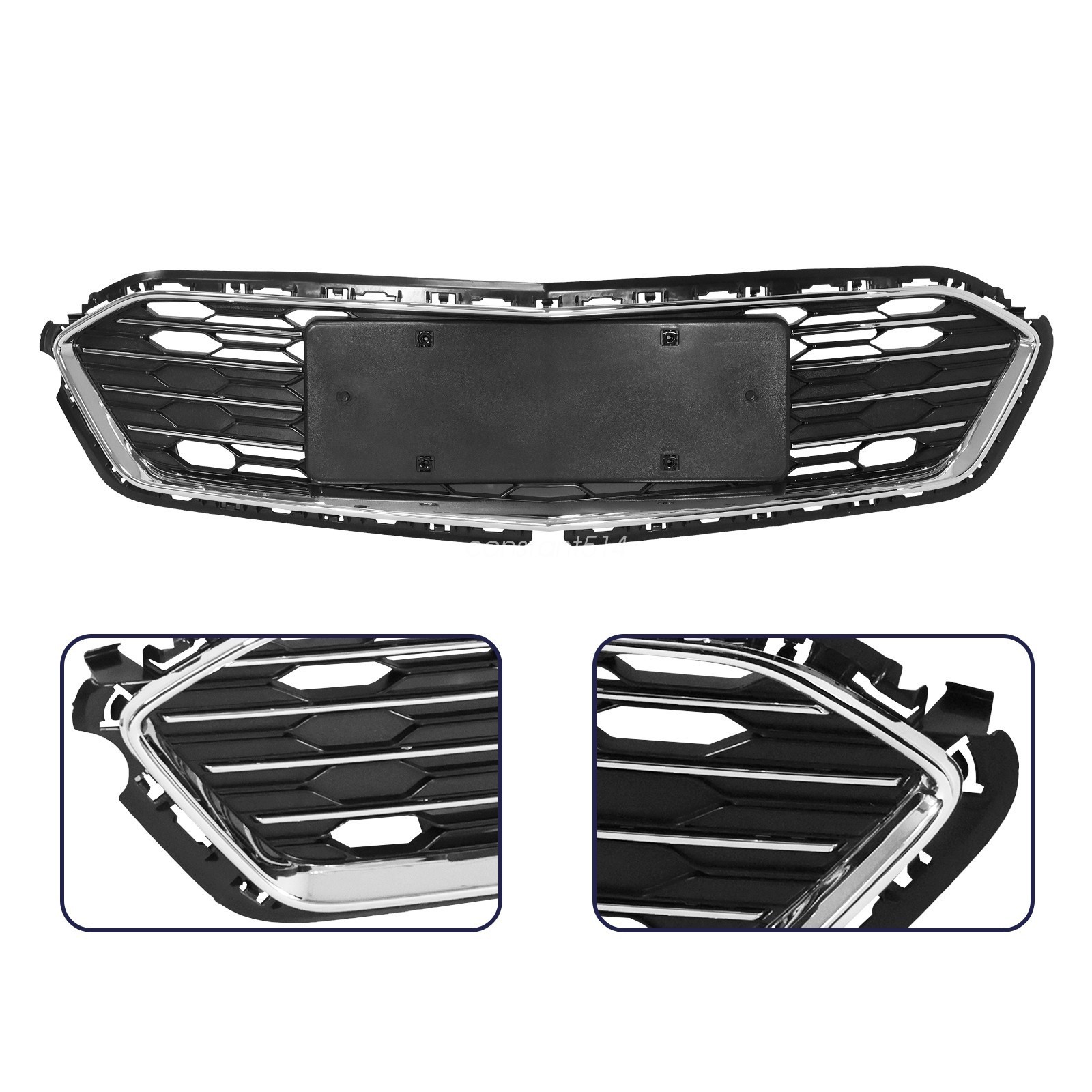 Front Bumper Cover Upper Lower Grille Set For 2016-2018 Chevrolet Chevy Cruze