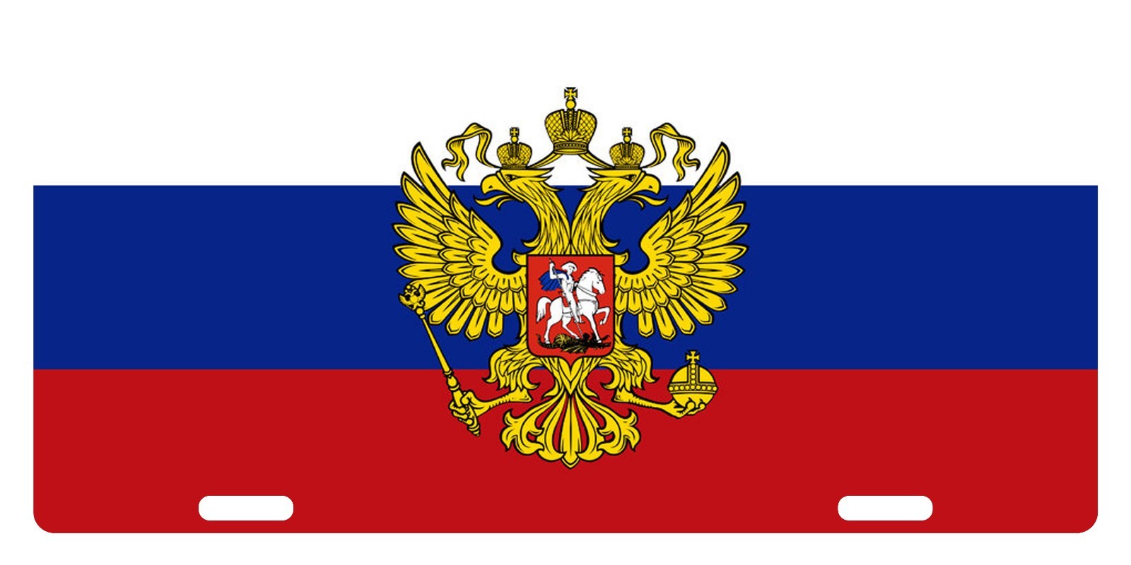 RUSSIA FLAG Custom License Plate With Coat of Arms of the Russian Federation