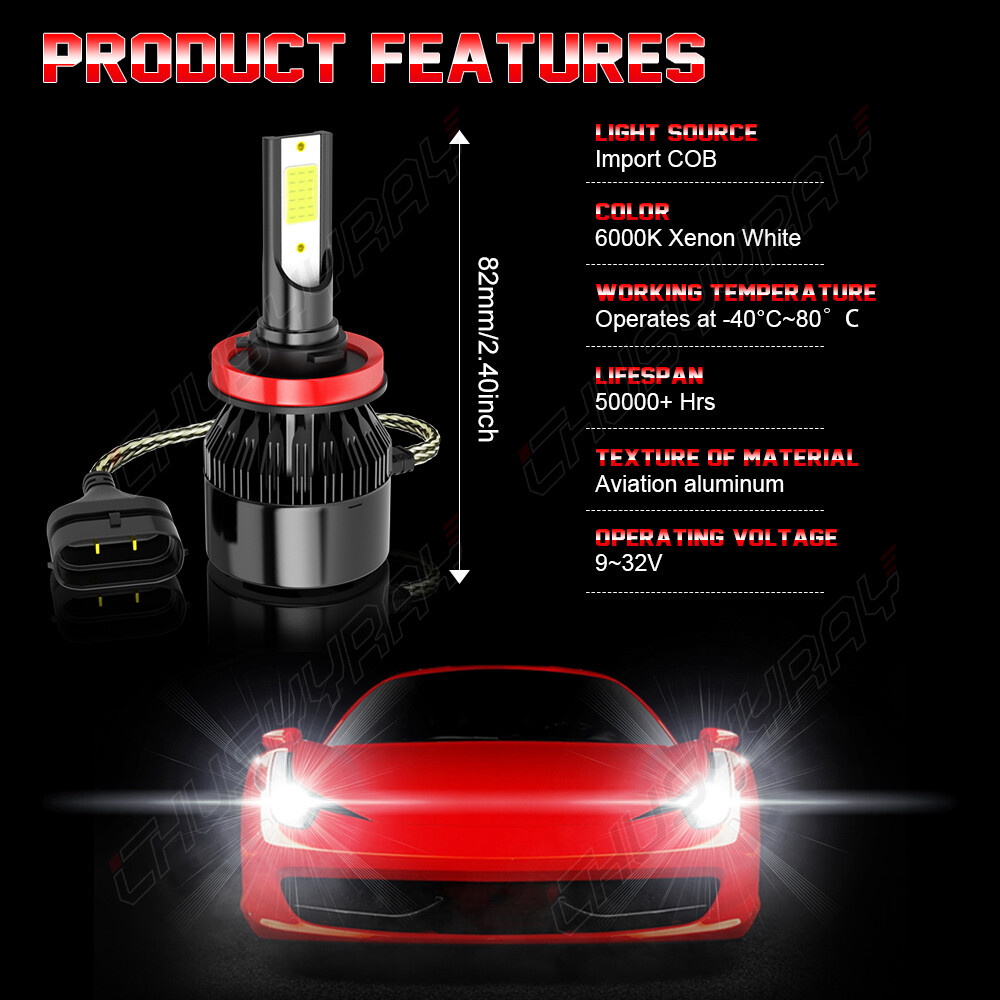 For Ford Fusion 2006-2016 LED Headlights High Low Beam Fog Light Bulbs Combo Kit