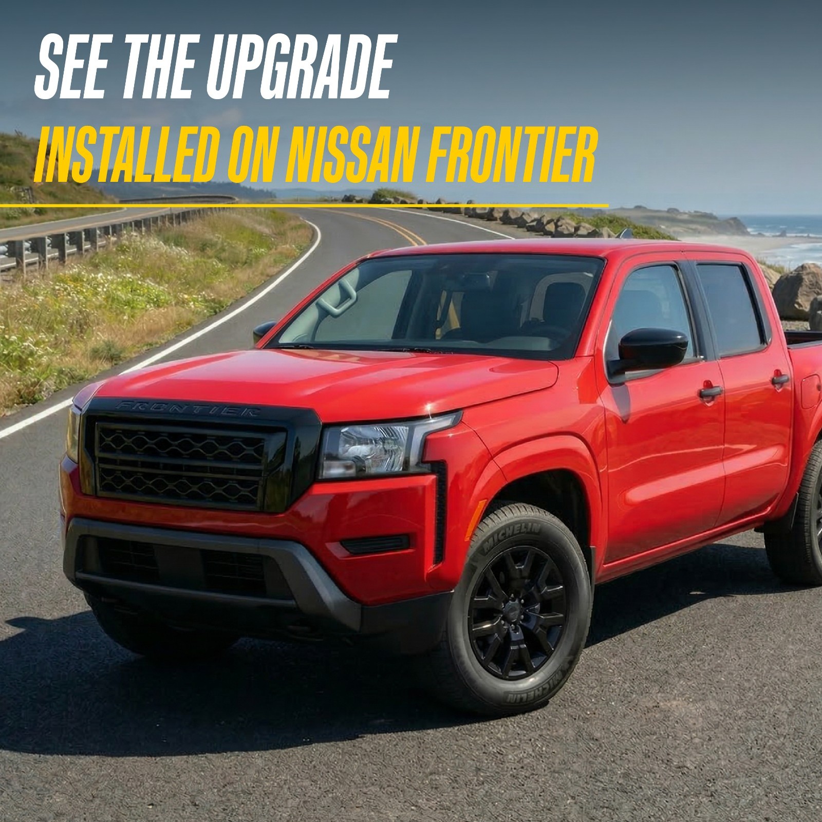 Chrome Delete Tape-On Grille Overlay For 2022-2024 Nissan Frontier