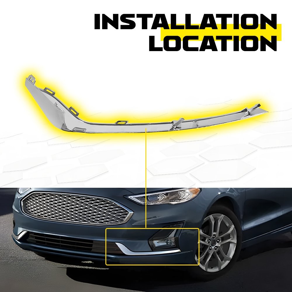 Pair LH RH Front Fog Light Lamp Strip Trim Fit For Ford Fusion 2019 2020 Chrome