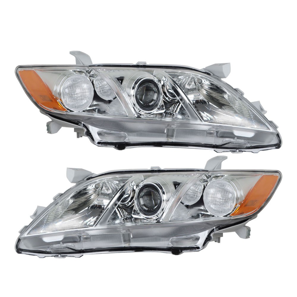 Silscvtt Left+Right Side Headlights For Toyota Camry 2007 08 2009 Chrome Housing