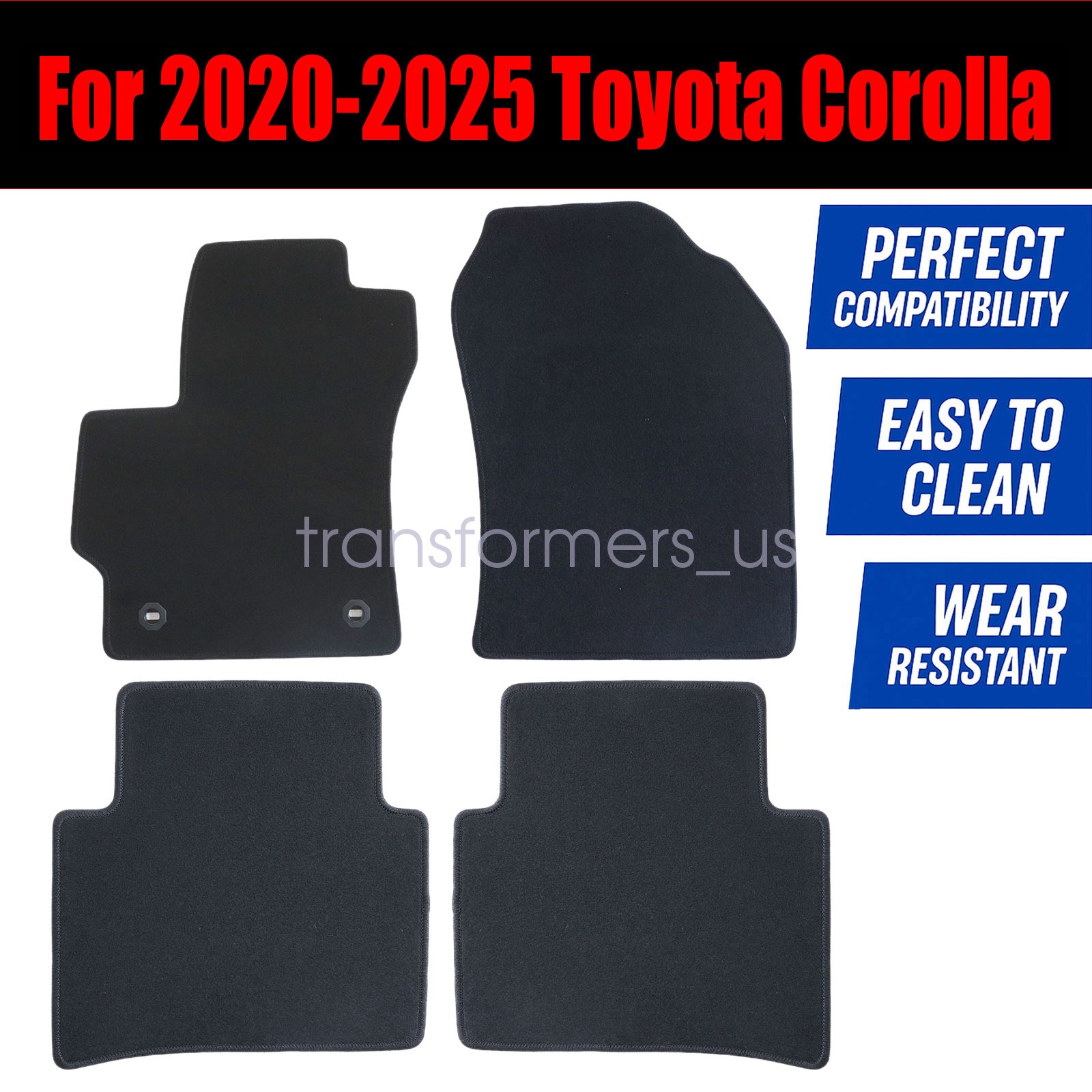 2020-2025 For Toyota Corolla Front & Rear Replacement Floor Mats Carpet Velour