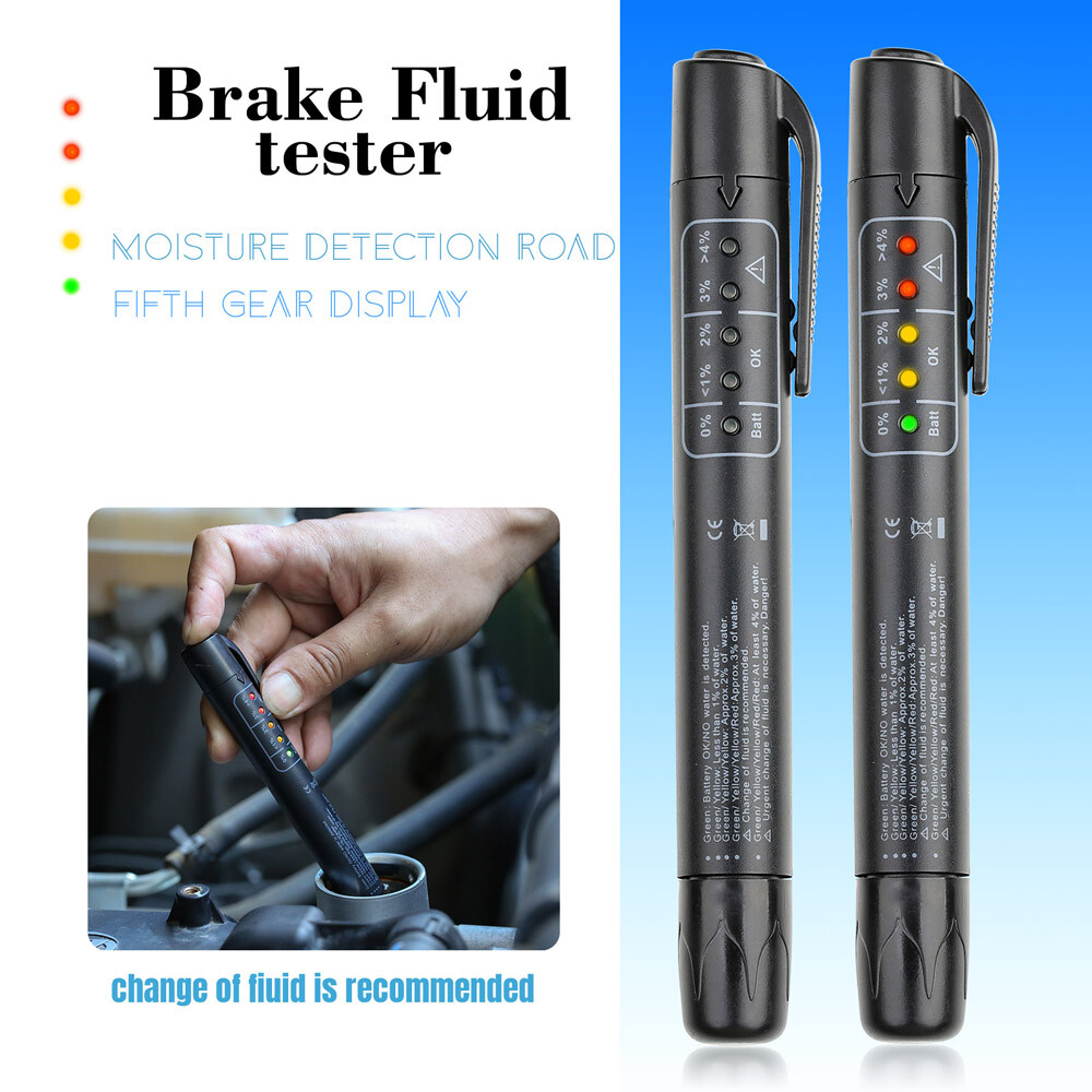 Brake Fluid Liquid Oil Tester Pen 5 LED Indicator Auto Testing Tool For DOT/DOT4