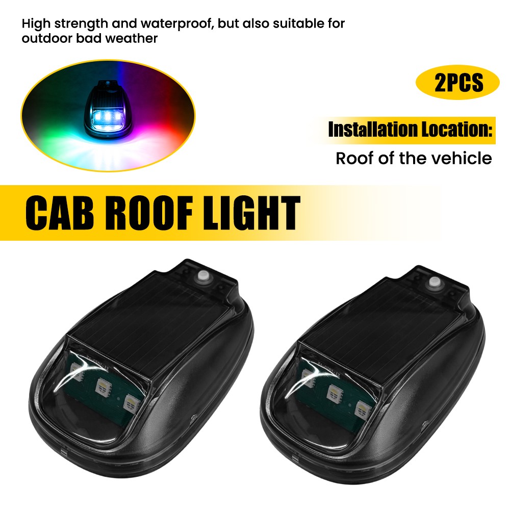 Wireless Remote RGB Solar LED Cab Light 2X For RV Trailer Boat Truck IP67 Smoked