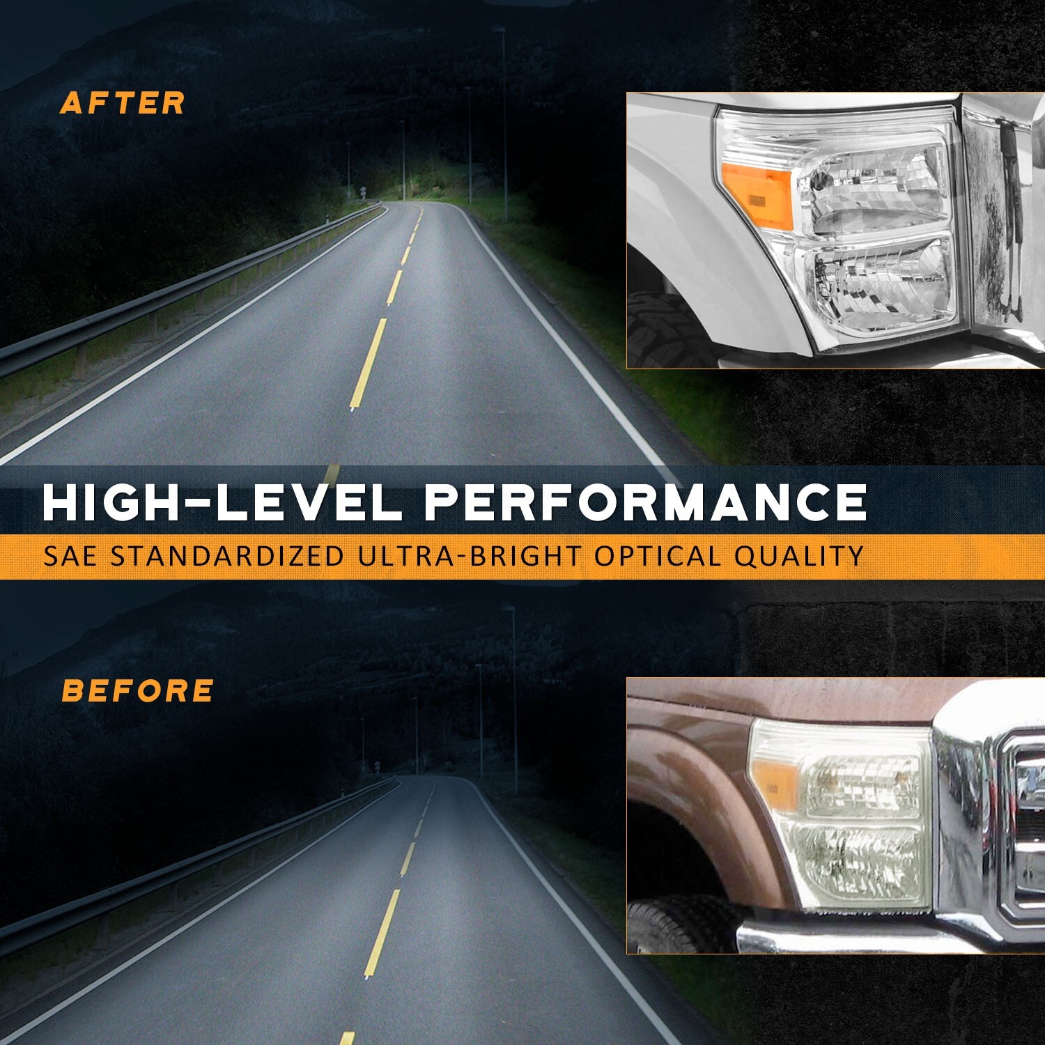 WEELMOTO Pair Headlights For 2011-2016 Ford F250 F350 F450 F550 Super Duty