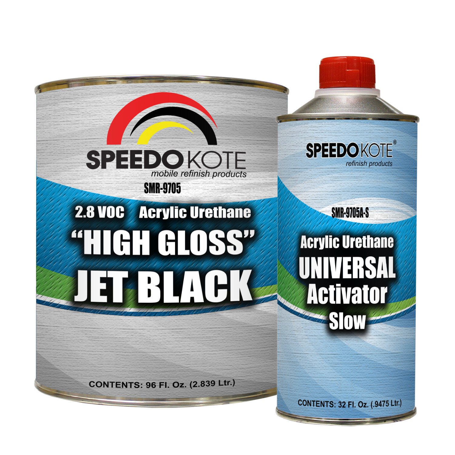 High Gloss Jet Black 2K Acrylic Urethane, 3:1 Gallon Kit w/Activator, SMR-9705-S