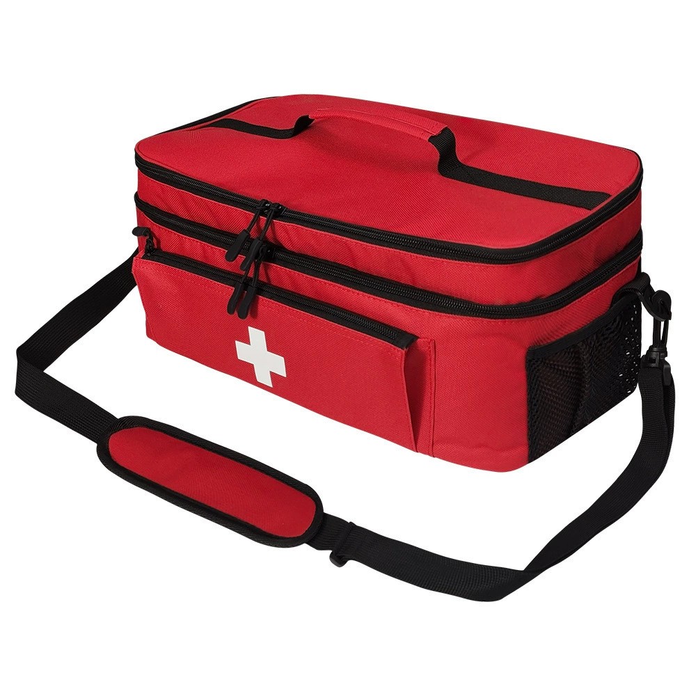 First Aid Bag Empty Secure Bottle Holder Storage Pouch Travel Medicine Organizer