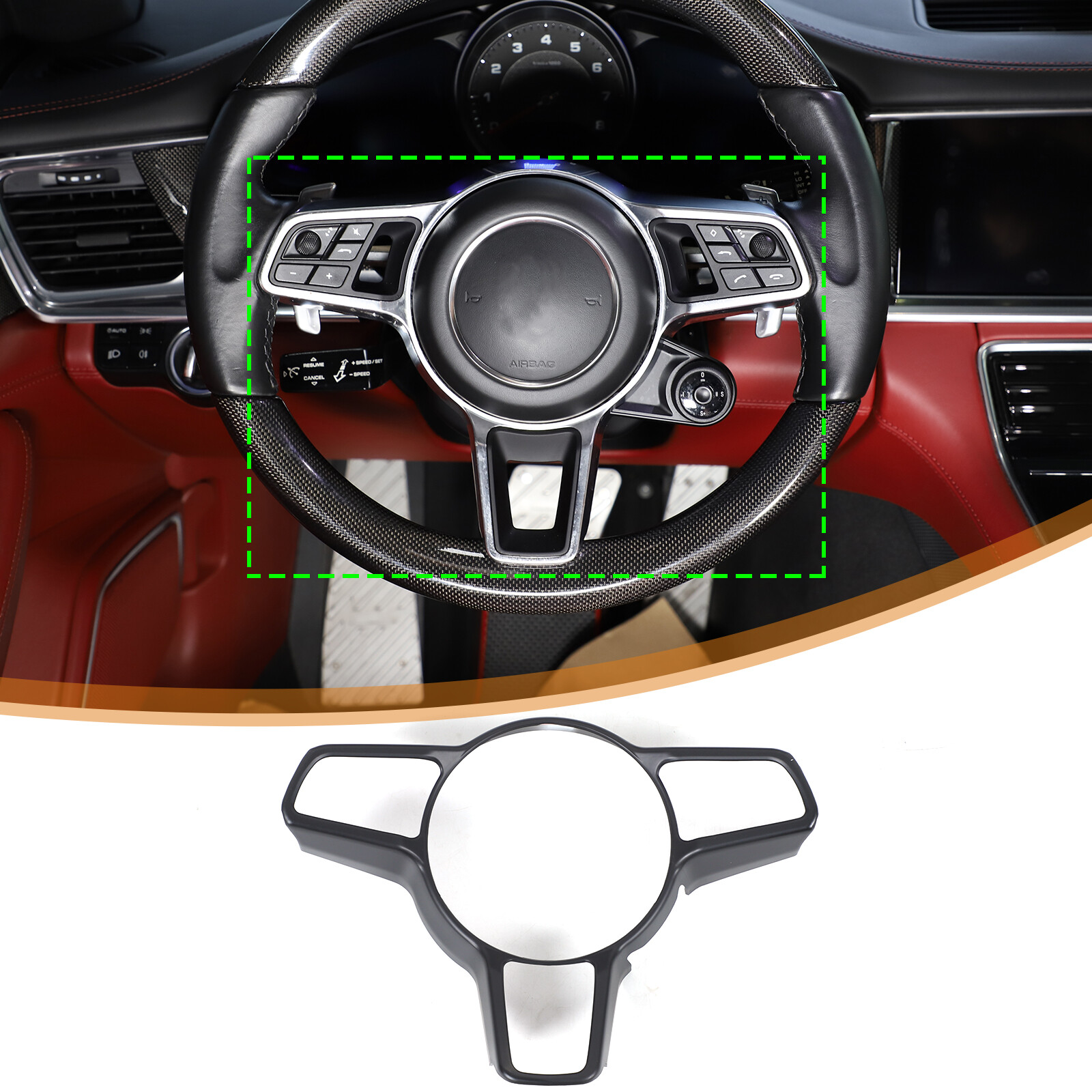 For Porsche Cayenne Panamera 718 911 Matte Black ABS Steering Wheel Trim Cover