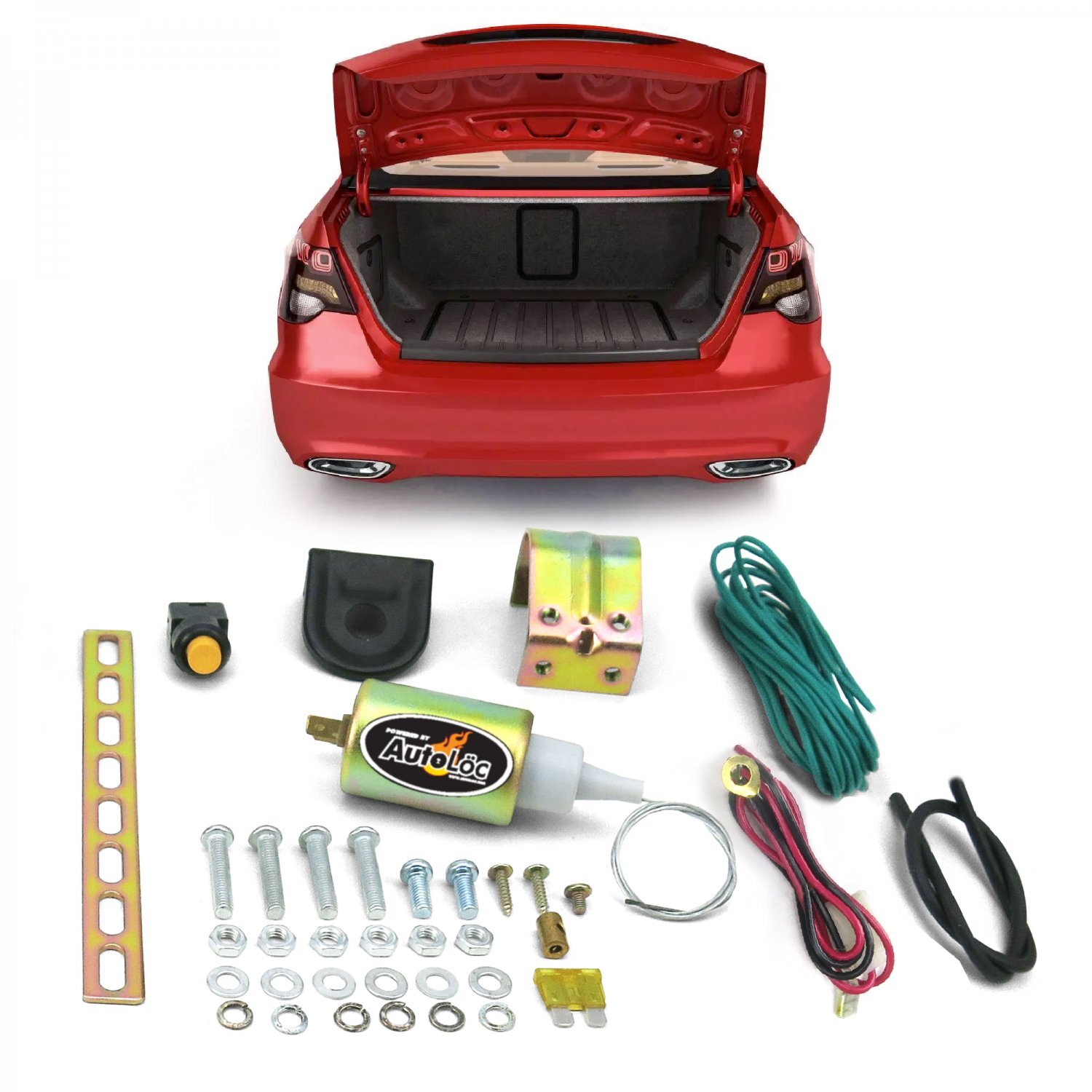 Autoloc 15lb Shaved Door Solenoid Pop Handle Latch Trunk Hood Fuel Door Kit 12V