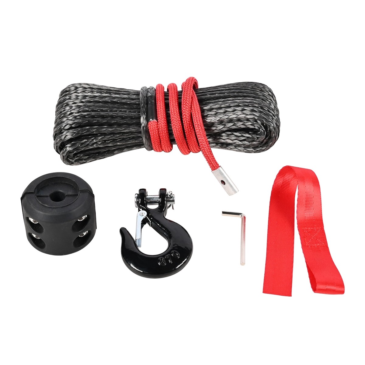 Synthetic Winch Rope Kit, 1/4” x 50FT w/ 10000 lbs Strength, Protective Sleeve