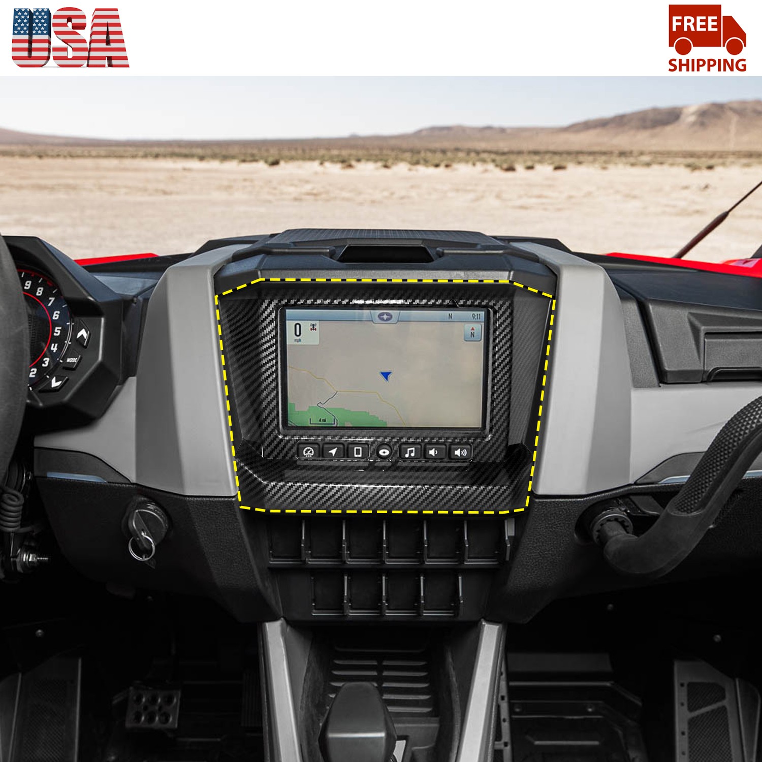 1X Carbon Central Control Navigation Panel Frame Cover For Polaris RZR PRO 2020+