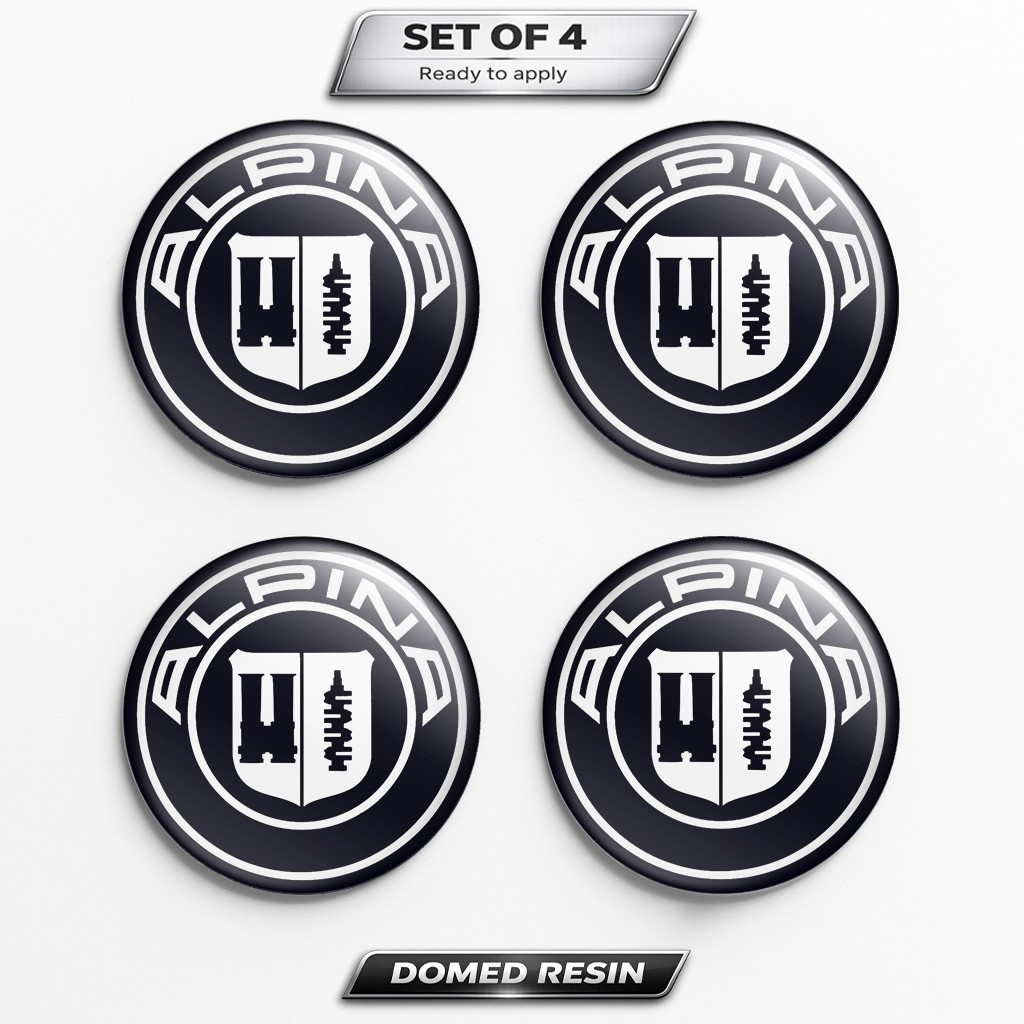 Alpina Wheel Cap Overlays 3D Domed Resin Center Cap Stickers Set of 4