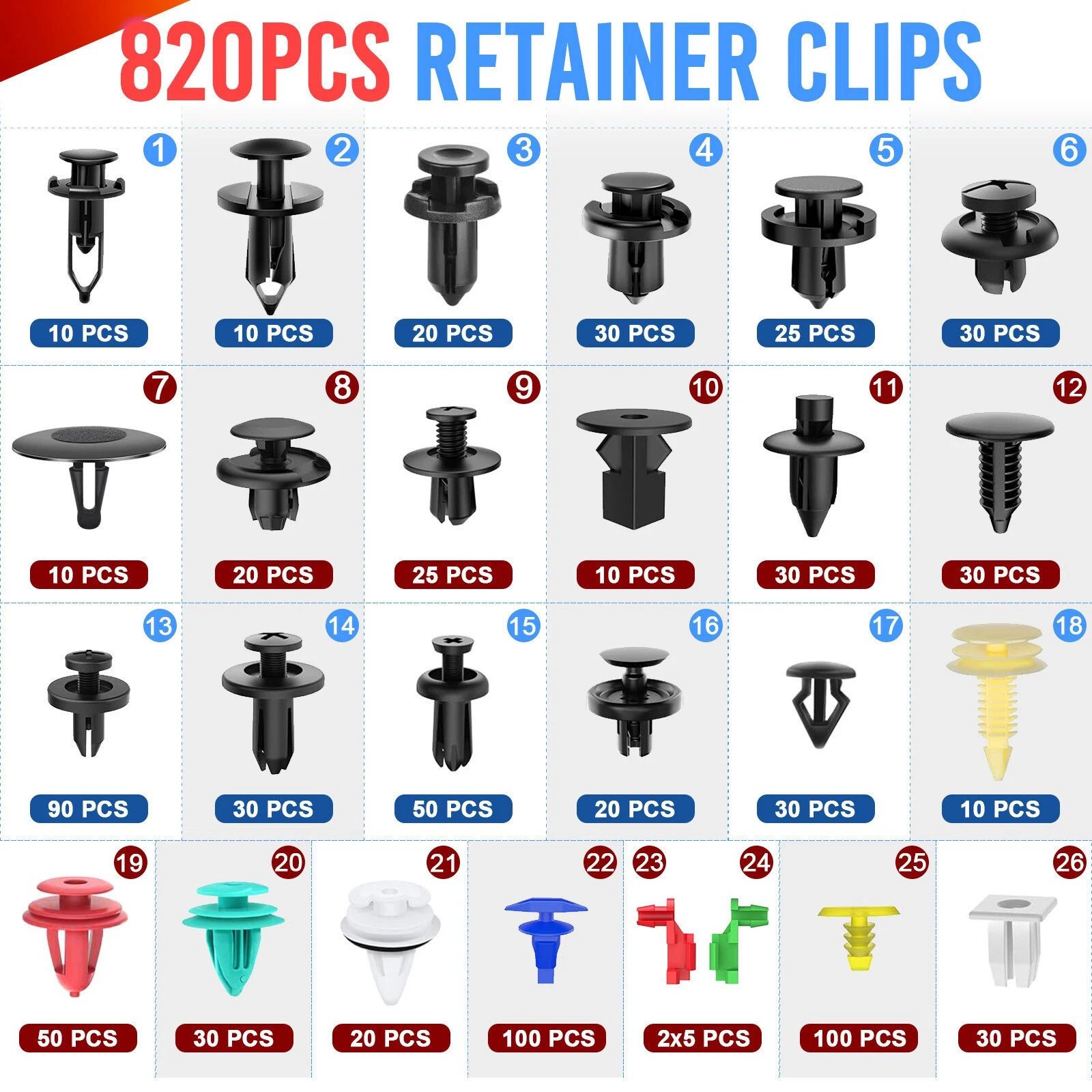 925 PCS Automotive Trim Clips Push Pin Fastener Rivet Bumper Clip Assortment