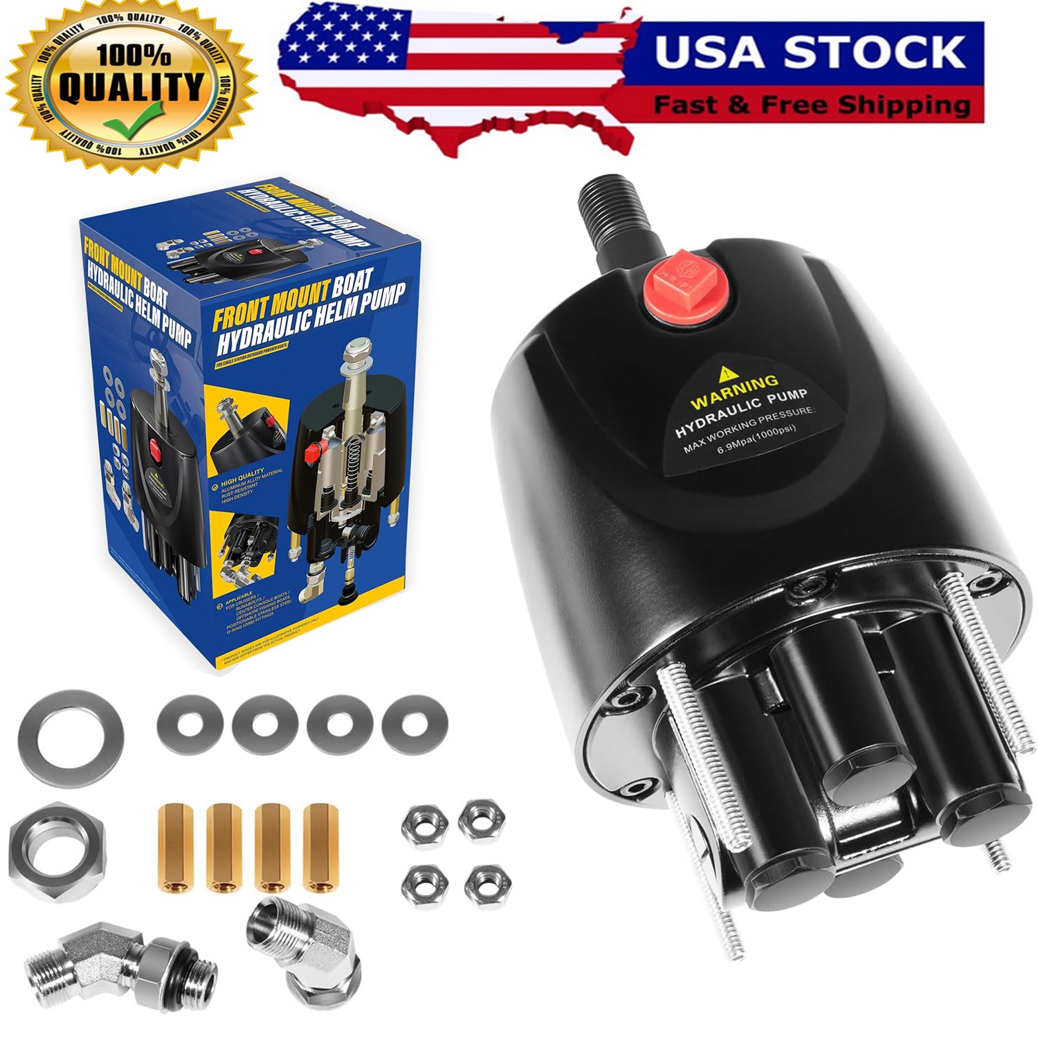 Fit for Seastar HH5271-3 Hydraulic Steering Helm Pump,1.7 cu in Front Mount Helm