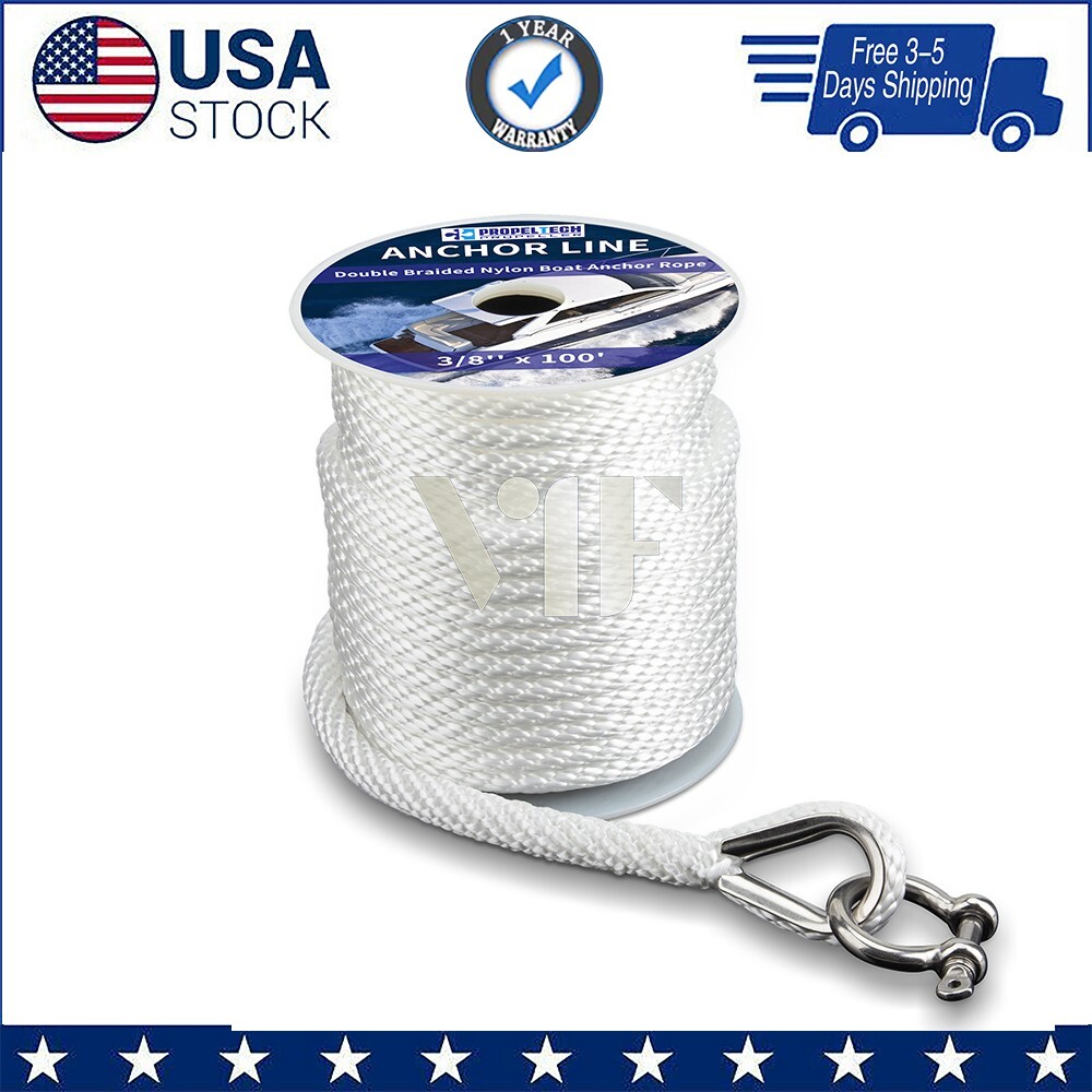 Anchor Rope Braided Anchor Line 3/8Inch 100 FT Premium Solid Braid MFP Boat Rop