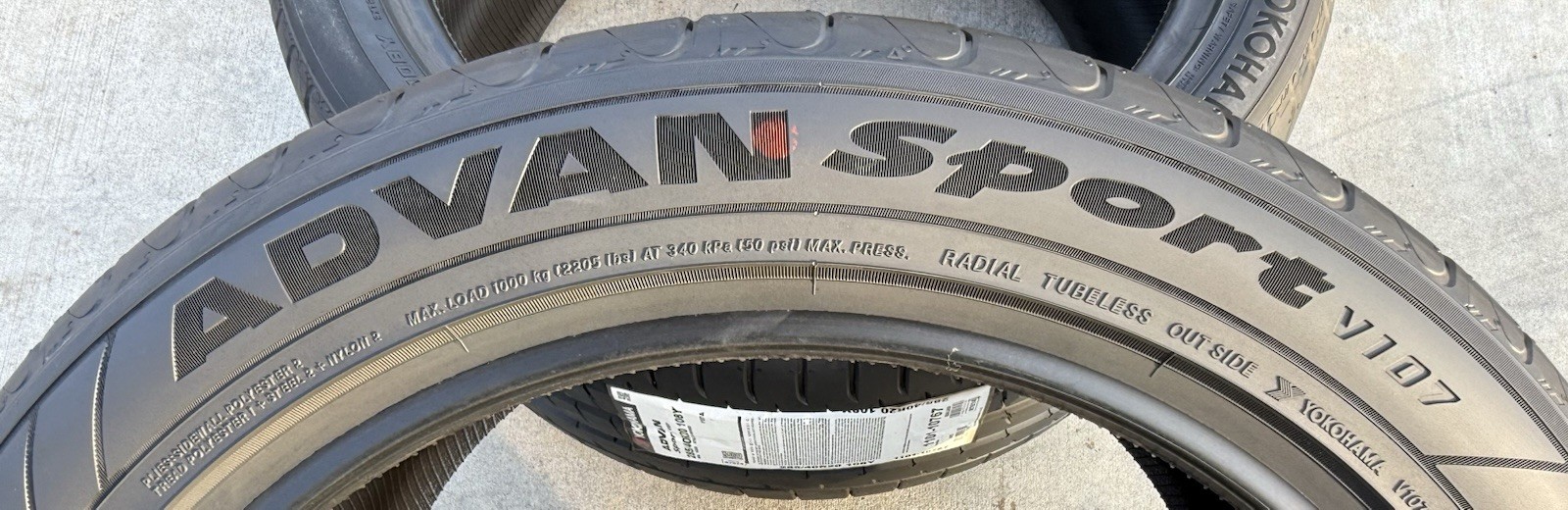 Set of TWO BRAND NEW 285/35ZR20 (104Y) Yokohama ADVAN Sport V107 Tires 2853520