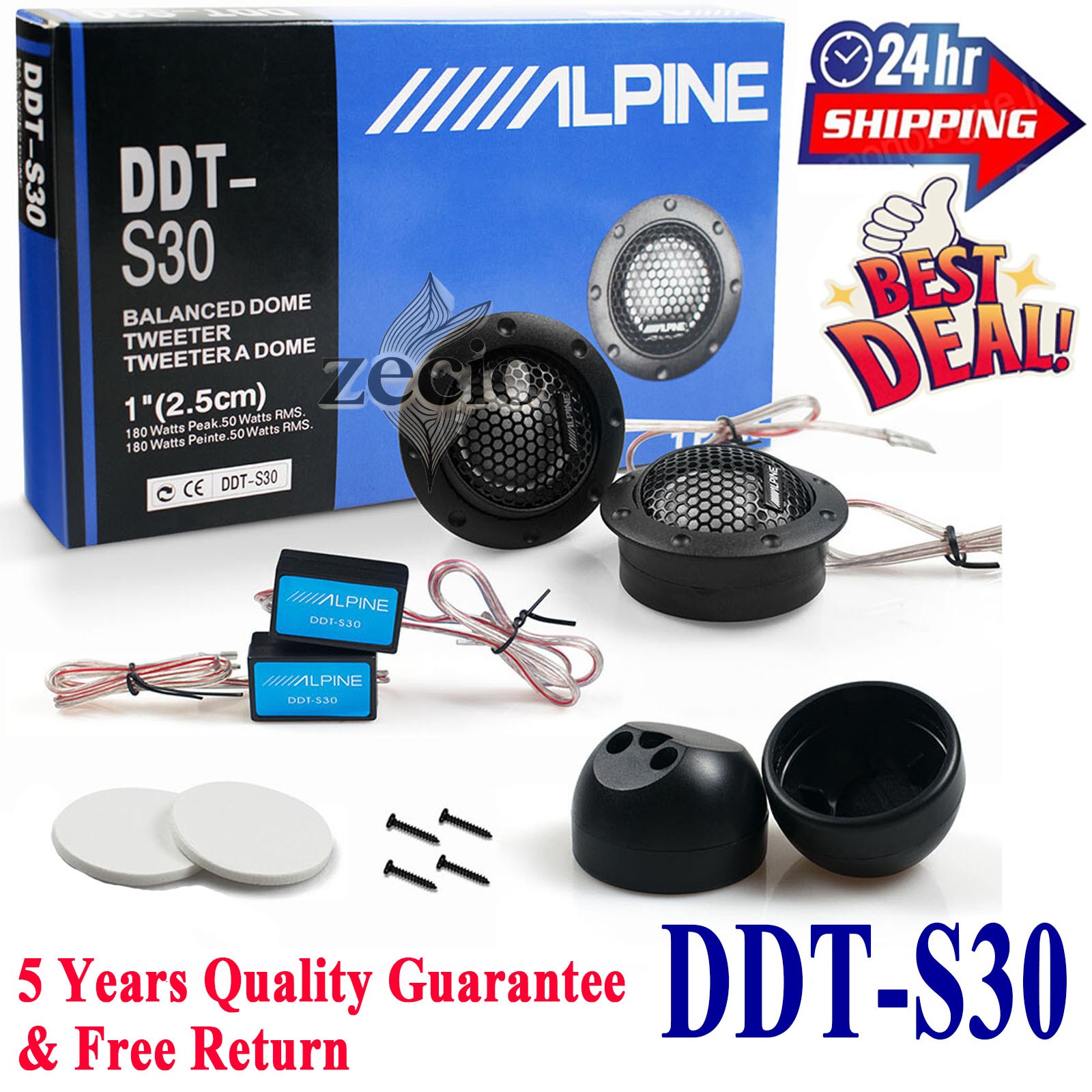 360W ALPINE DDT-S30 25MM 1″ SOFT DOME BALANCED CAR TWEETERS CROSSOVERS Systems