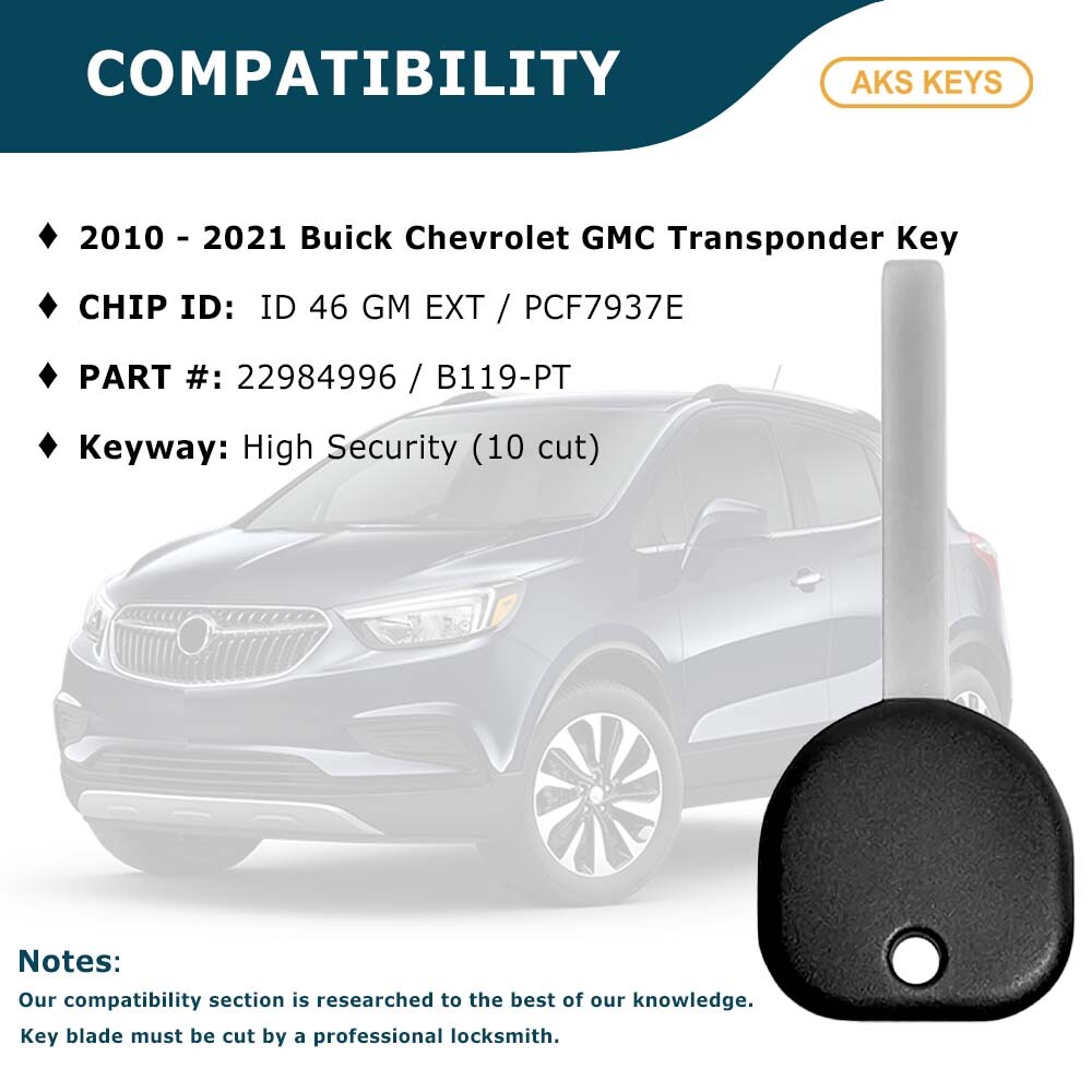 Replacement for GMC Terrain 2015 2016 2017 2018 2019 2020 2021 Transponder Key