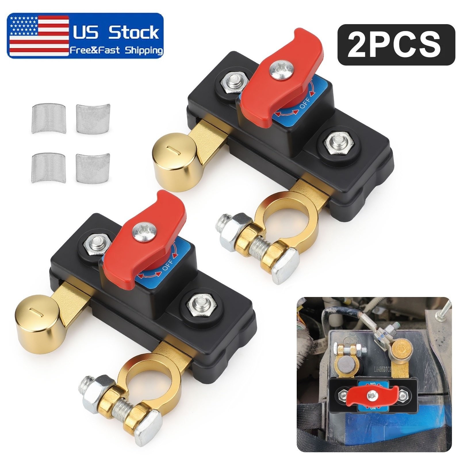 2*Car Battery Power Cut-Off Switch Breaker,Stable Transmission High Conductivity