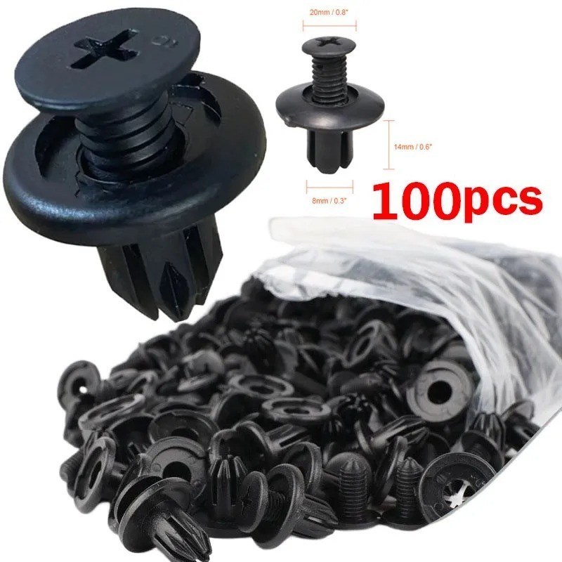 5/100x 8mm Bumper Clips Auto Car Hole Plastic Rivets Fastener Fender Push Pin US