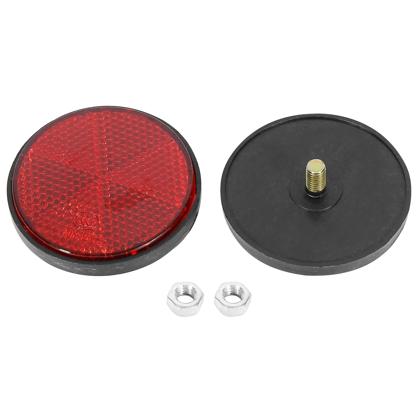 TWO M6x1.0 Red Screw Mount Round Warning Reflector for Motorcycle ATV Universal