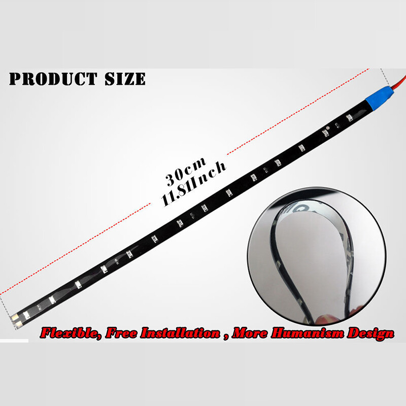 12pcs Light Strip Flexible Flat LED Waterproof Car/Boat/Motorcycle 12VDC White
