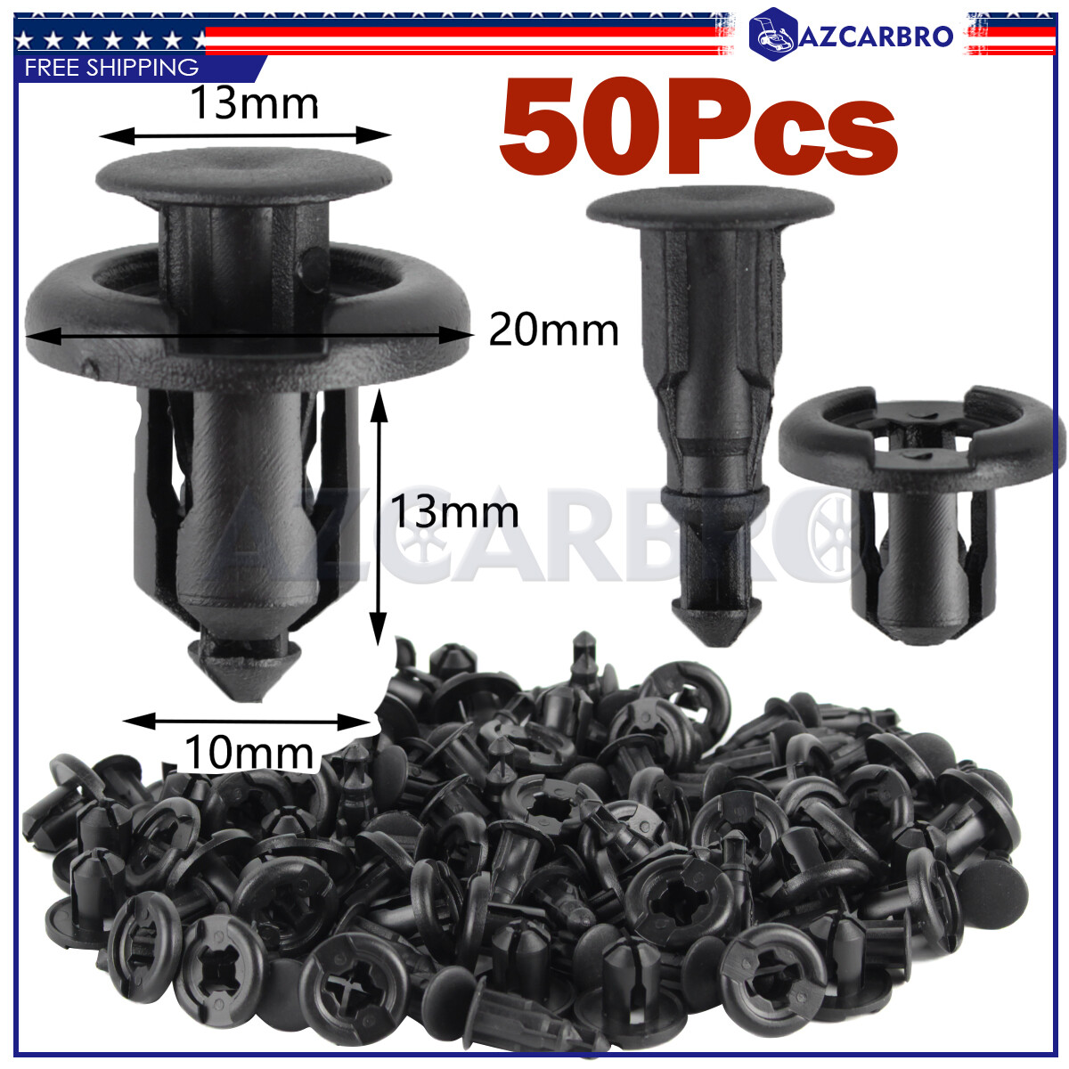 10mm Hole Trunk Screw Rivets Car Bumper Fender For Auto Fastener Clips 50Pcs