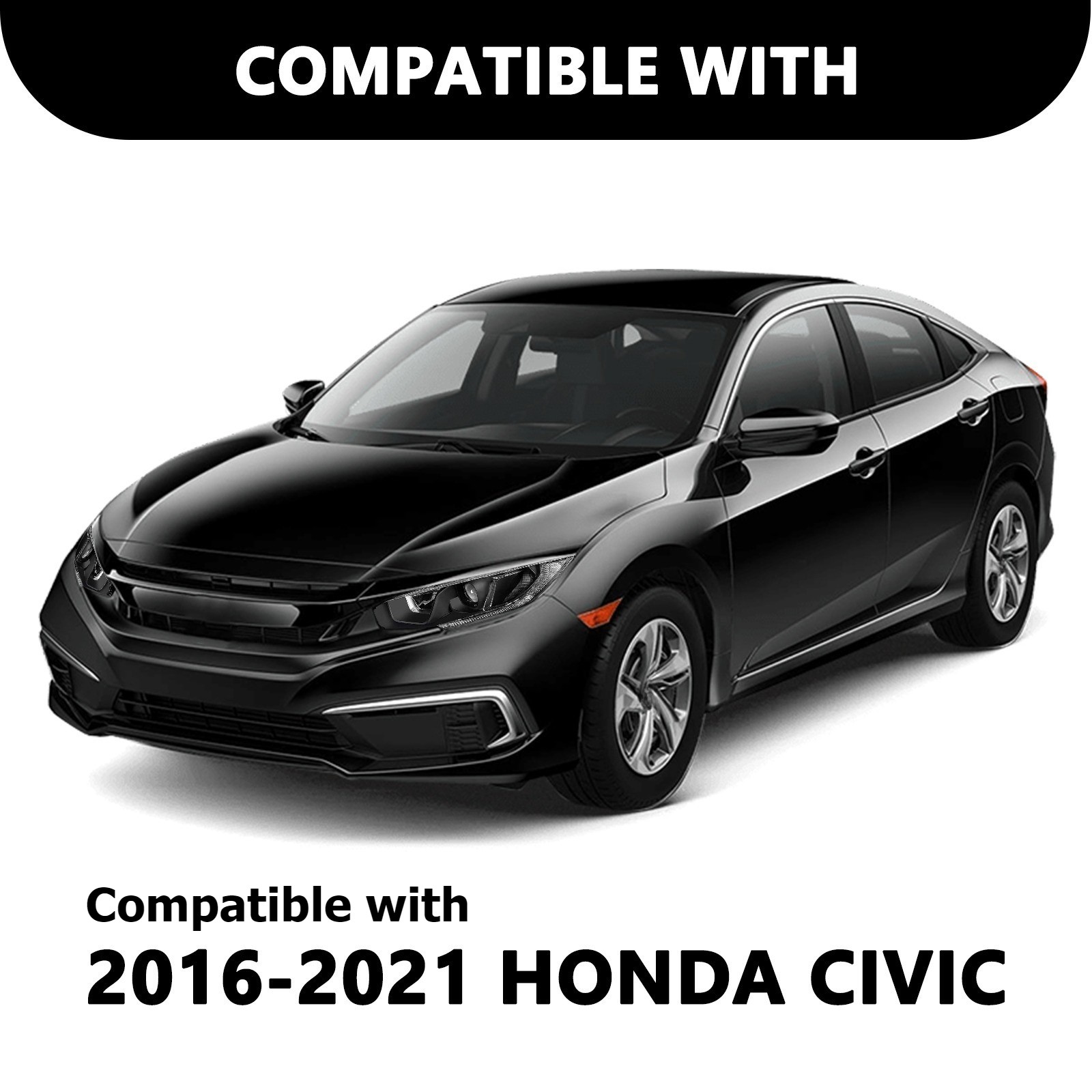 For 2016-2021 Honda Civic Black LED DRL Projector Headlights Assembly Lamps Pair