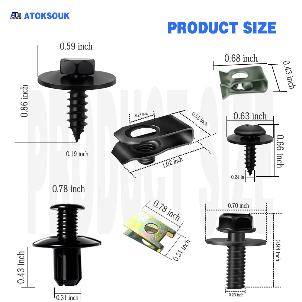 80pcs For Civic Body Bolts U-nut Clips Engine Under Cover Splash Shield Guard