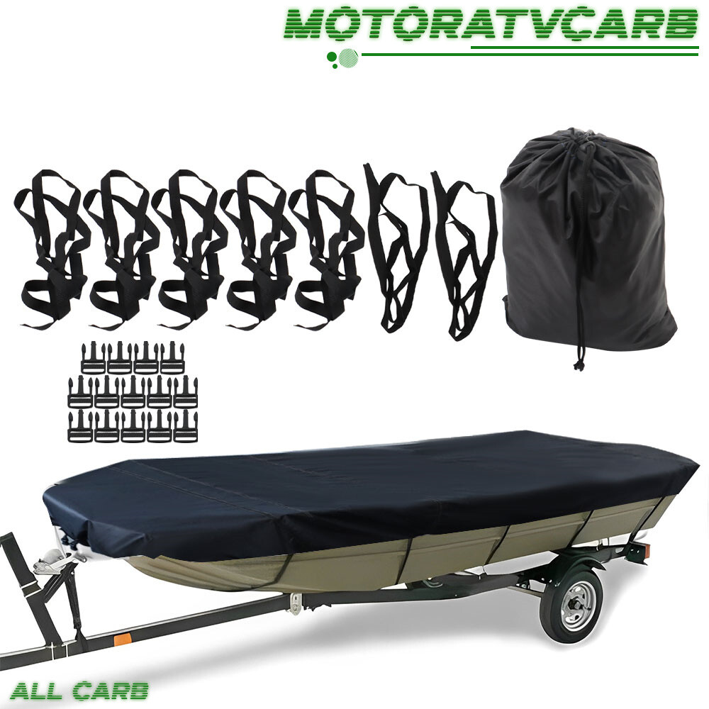 ALL-CARB 12ft 56inch Trailerable Boat Cover For Jon Boat Heavy Duty Black