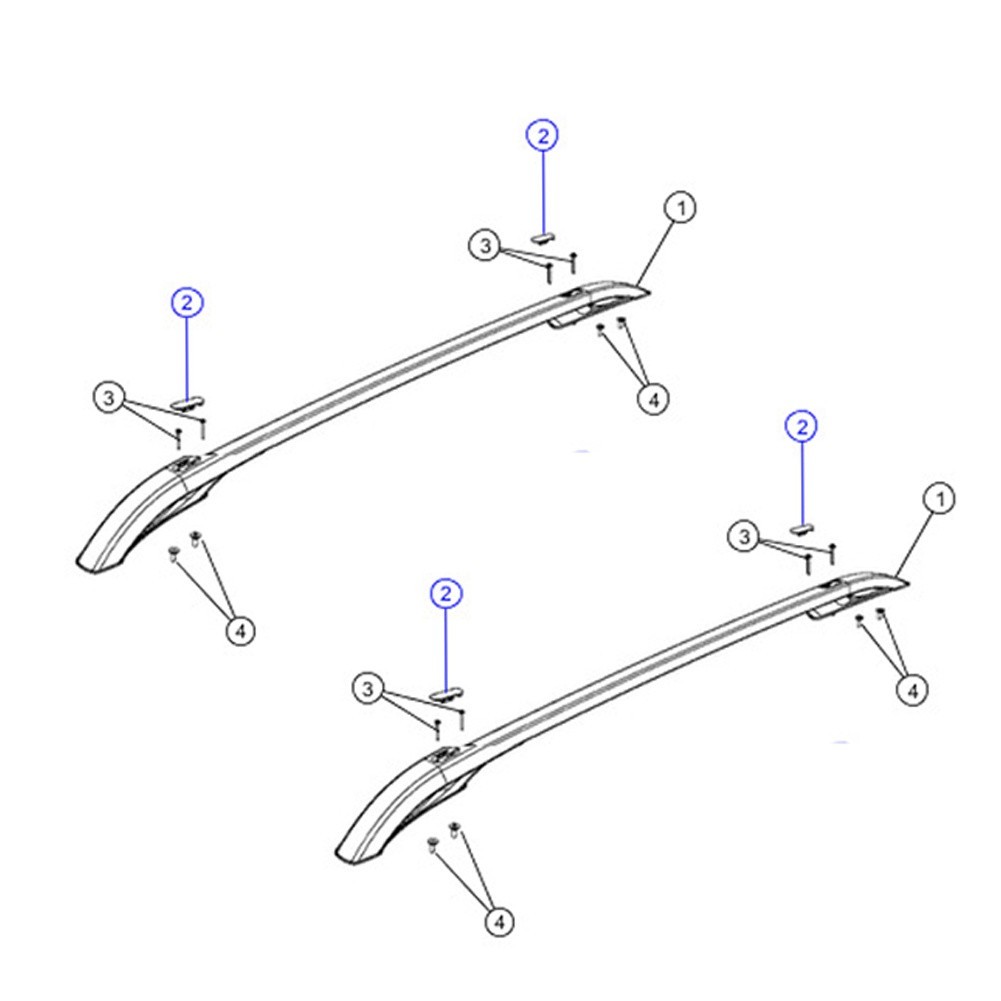 Side Rail Covers Luggage Rack 4Pcs 6.3×1.9cm 68141170AC Plastic Silver