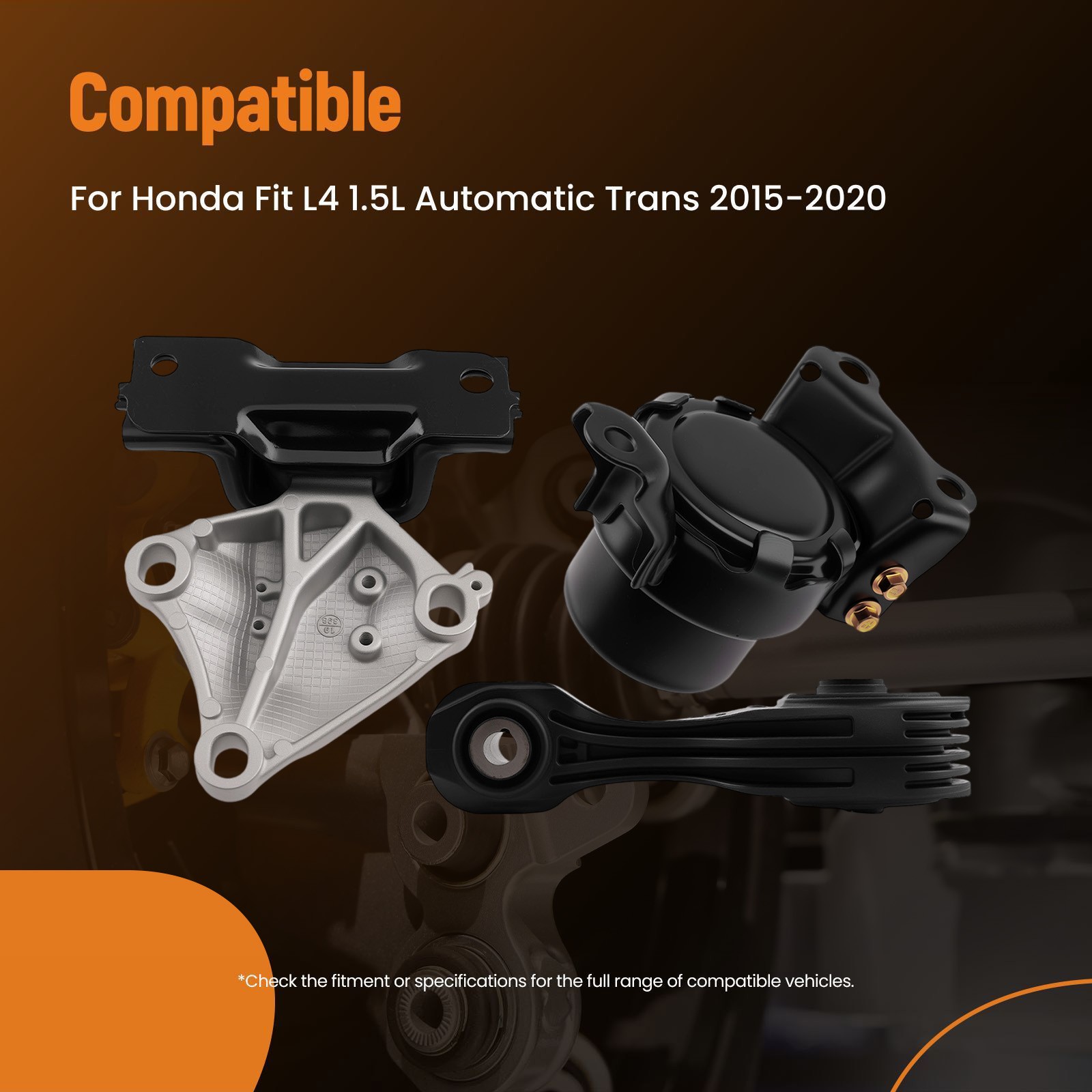 Motor And Auto Trans Mount Set 3PCS For Honda Fit EX EX-L 1.5L 4-Door 2015-2020