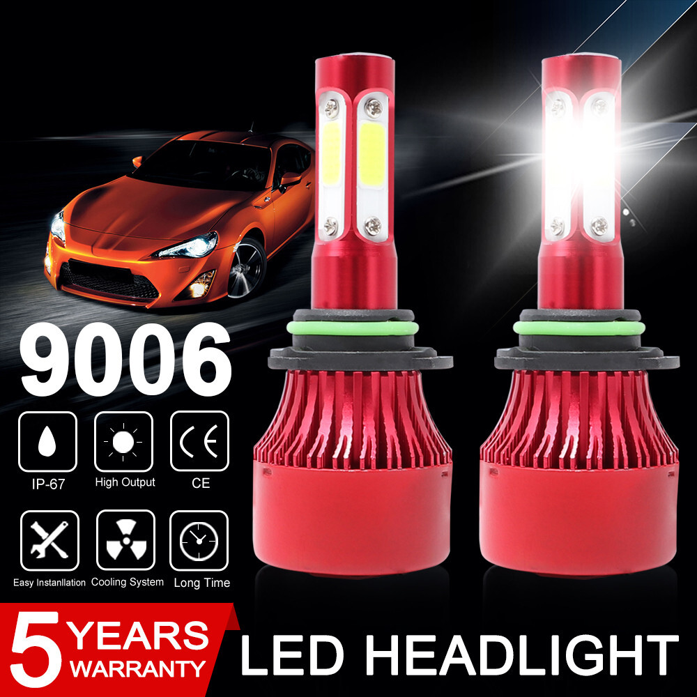 4-Sides Combo 9006 HB4 LED Headlight Bulbs High/Low Beam Super Bright White Kit