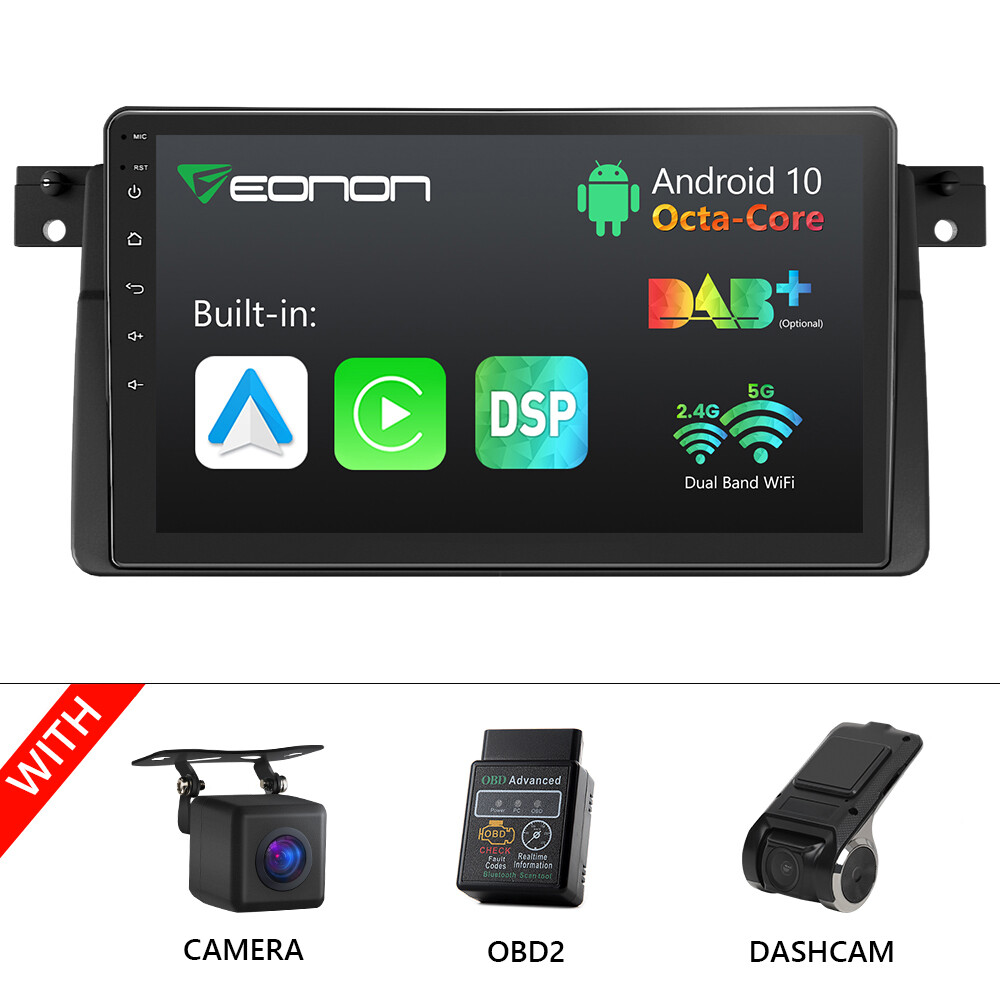 CAM+OBD+DVR+Eonon For BMW E46 Android 10 9″ Car Play Stereo GPS Navigation Radio