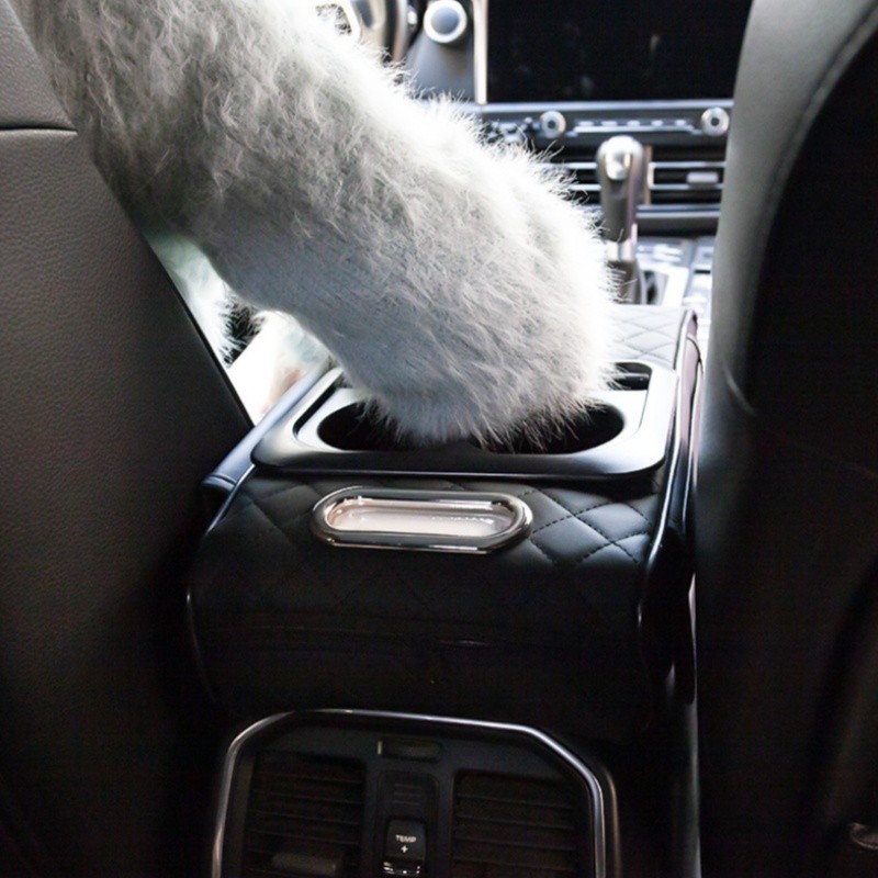 Car Center Console Armrest Box Pad Elbow Support Cushion Mat With 2 Cup Holder