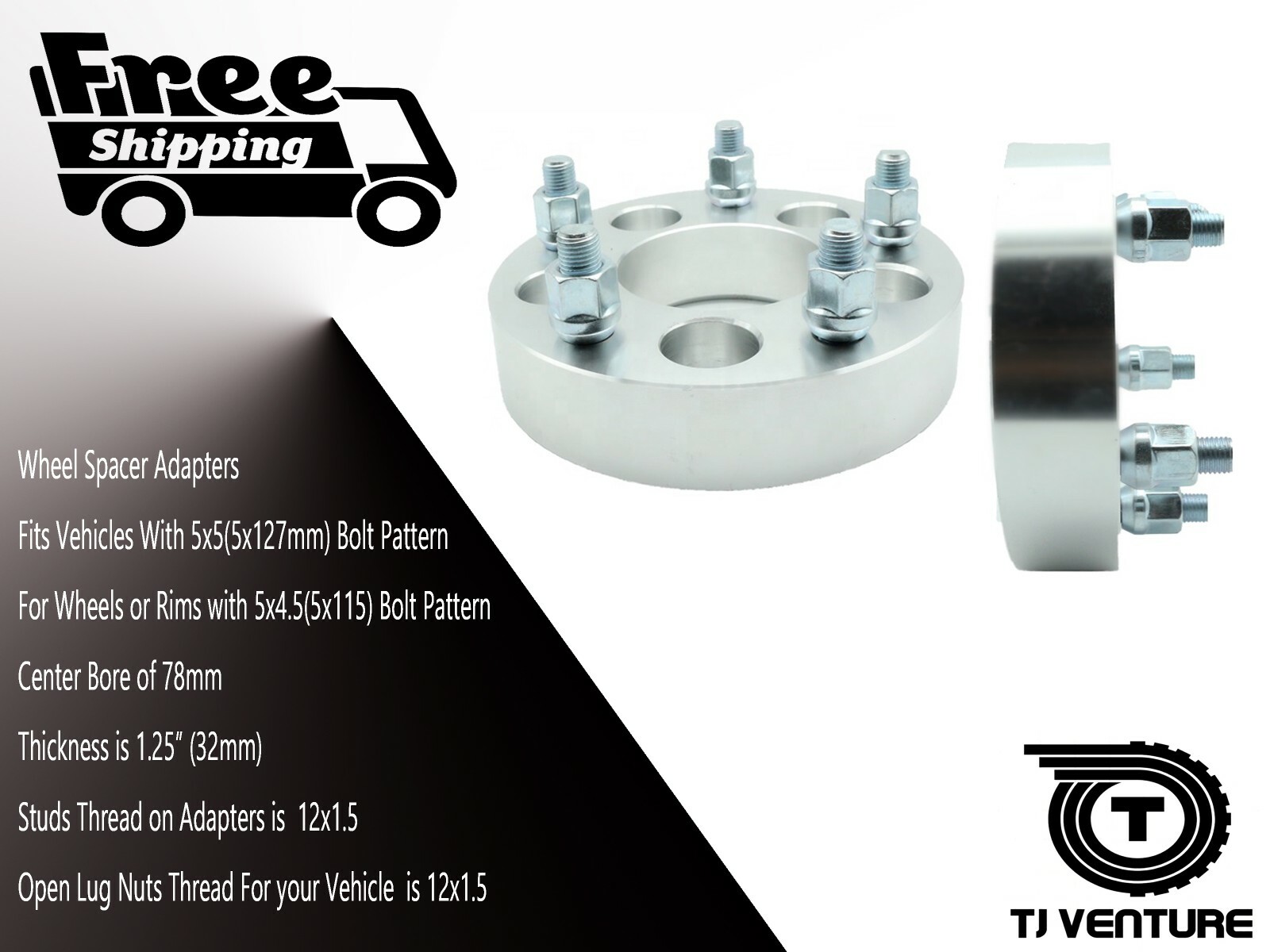 4PC 1.25″ THICK 5×5(5×127) TO 5×4.5(5×115) WHEEL SPACER ADAPTER FOR CHRYSLER