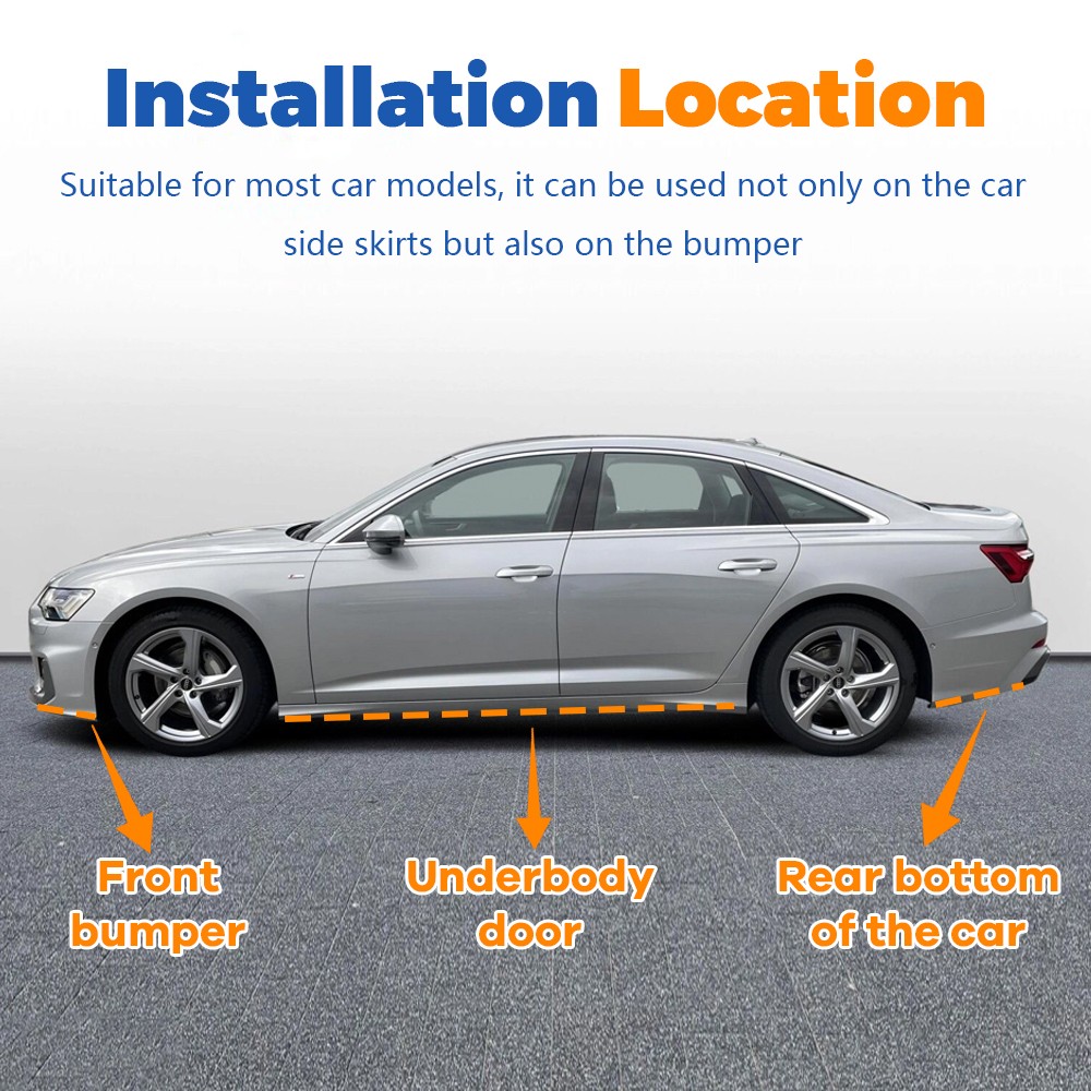 13.12ft x1.96″ For Hyundai Rubber Skirt Rocker Panel Trim Bumper Protector Strip