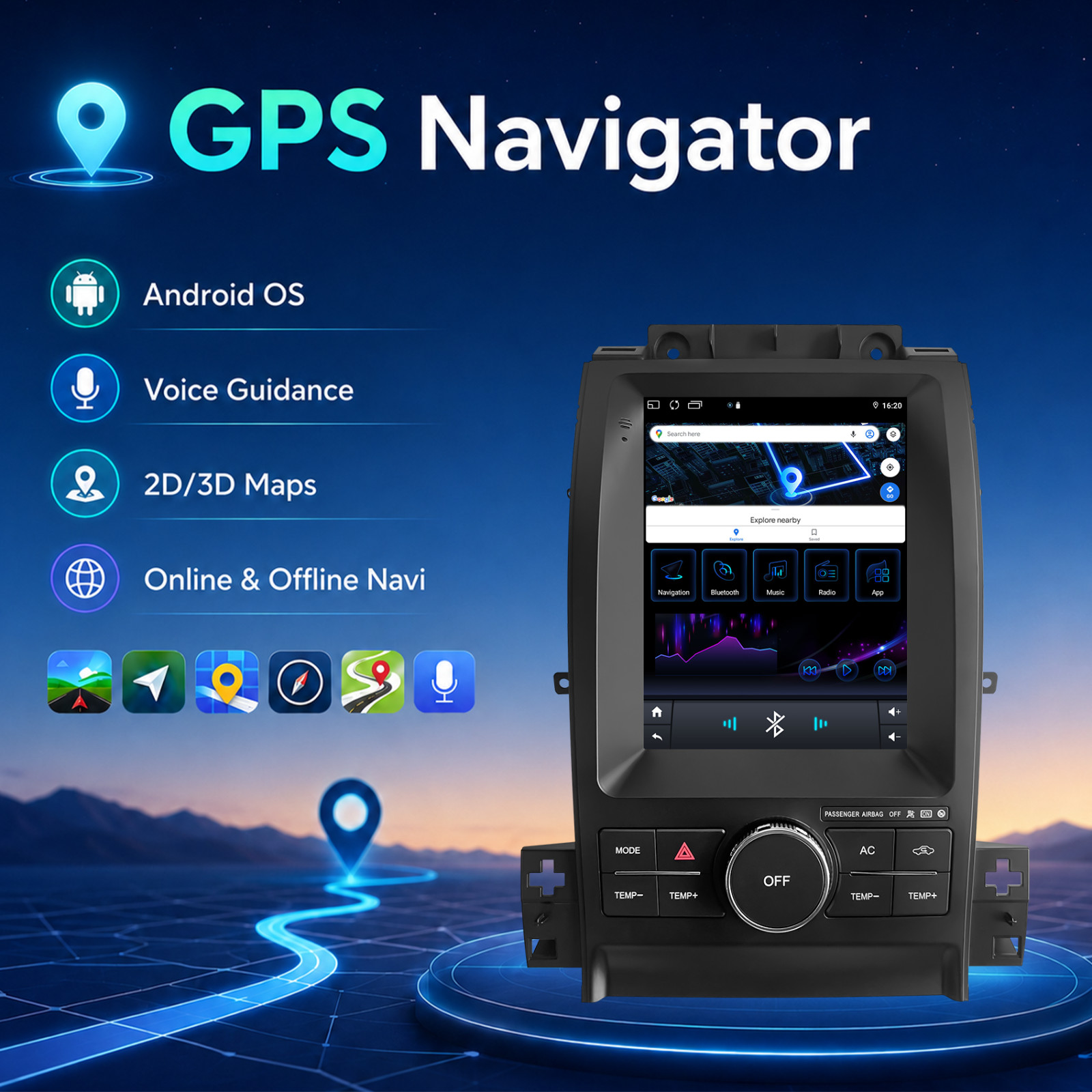 9.7″ Vertical For Ford Taurus 2013-19 Android Radio Carplay Wifi Gps Car Stereo