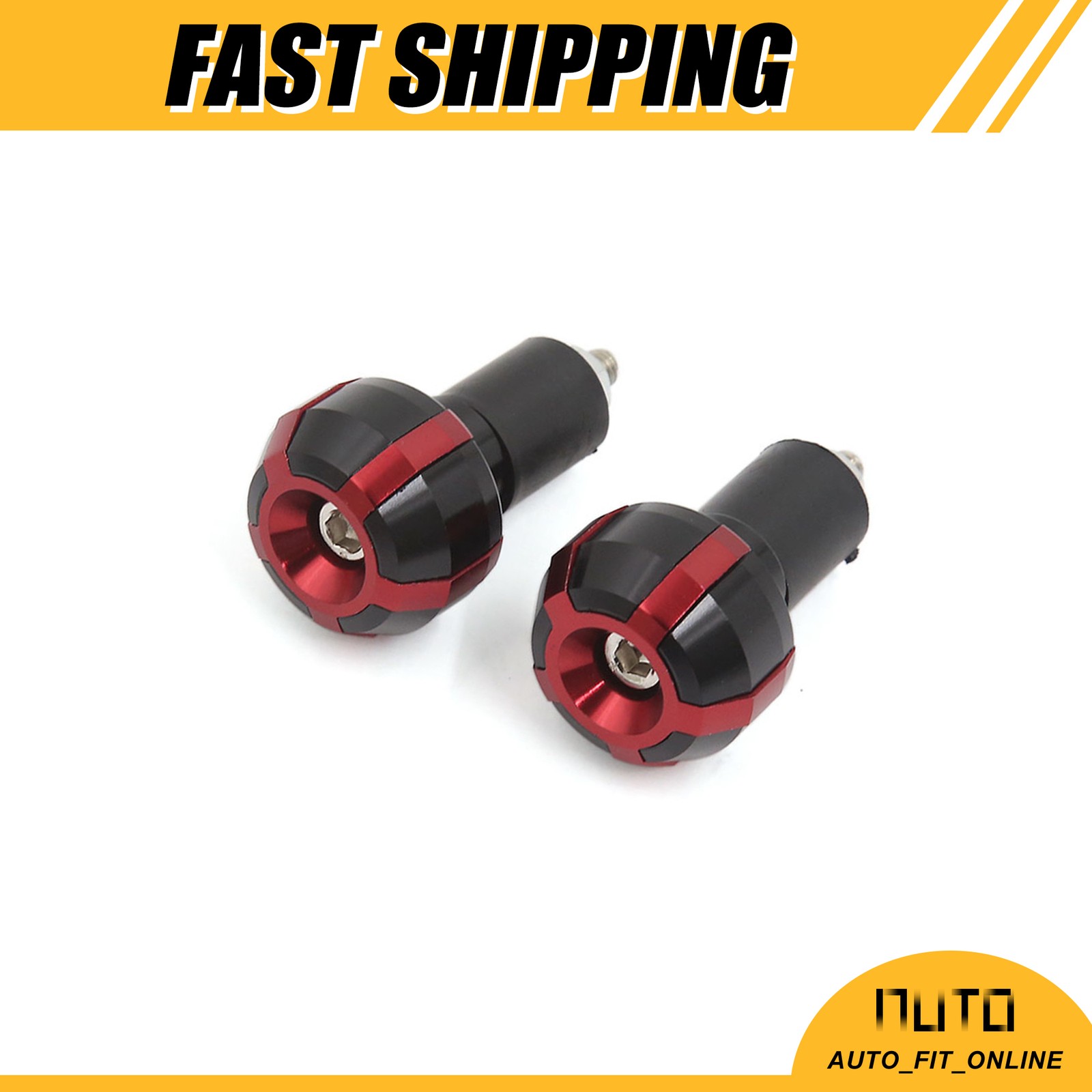 TWO Motorcycle Universal Aluminum Alloy Rubber Handle Bar Hand Grip End Cap