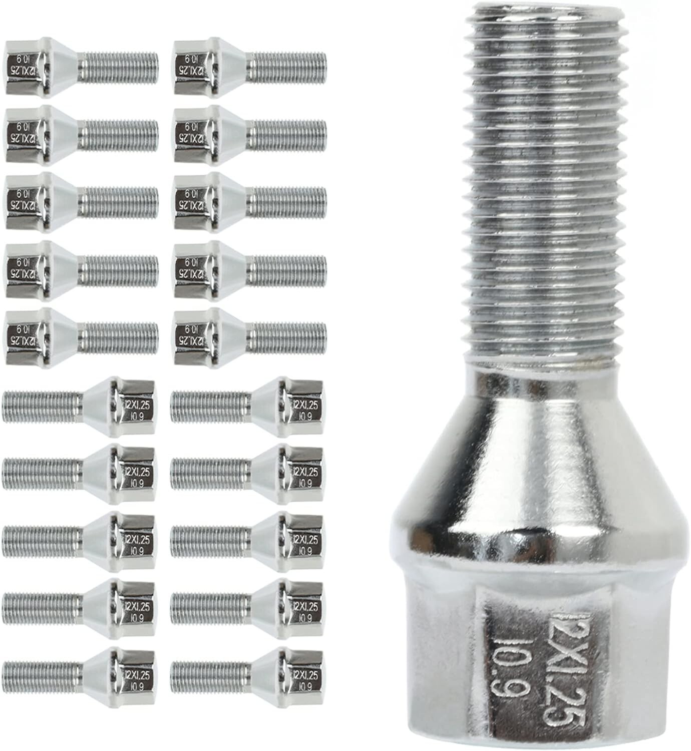12×1.25 Silver Wheel Lug Bolts 20Pcs Shank 28mm For Chrysler 200 Dodge Dart Jeep