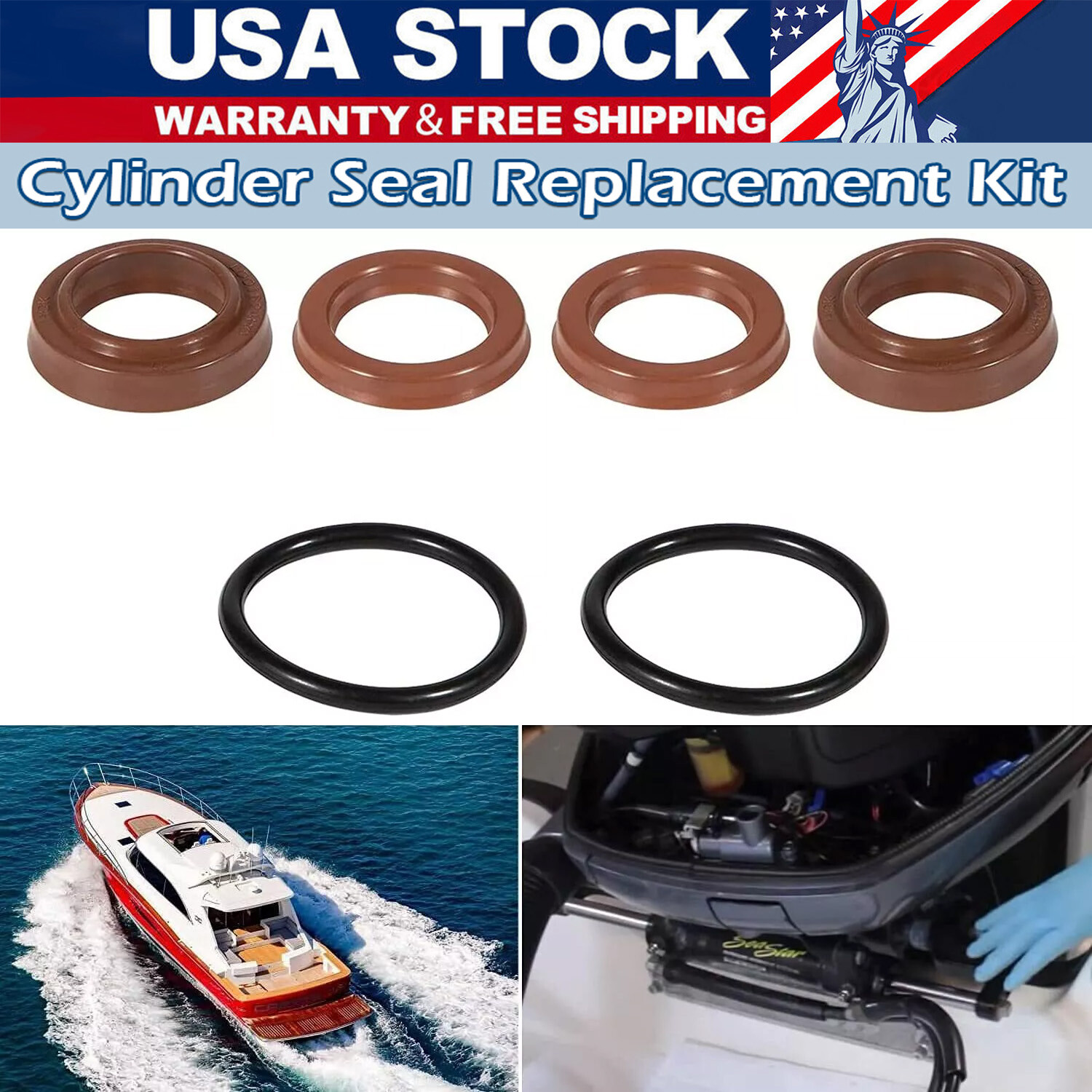 Cylinder Seal Kit for SeaStar BayStar HC4645H,HC4648H,HC4658H,HP4600,FSM131 Gen2