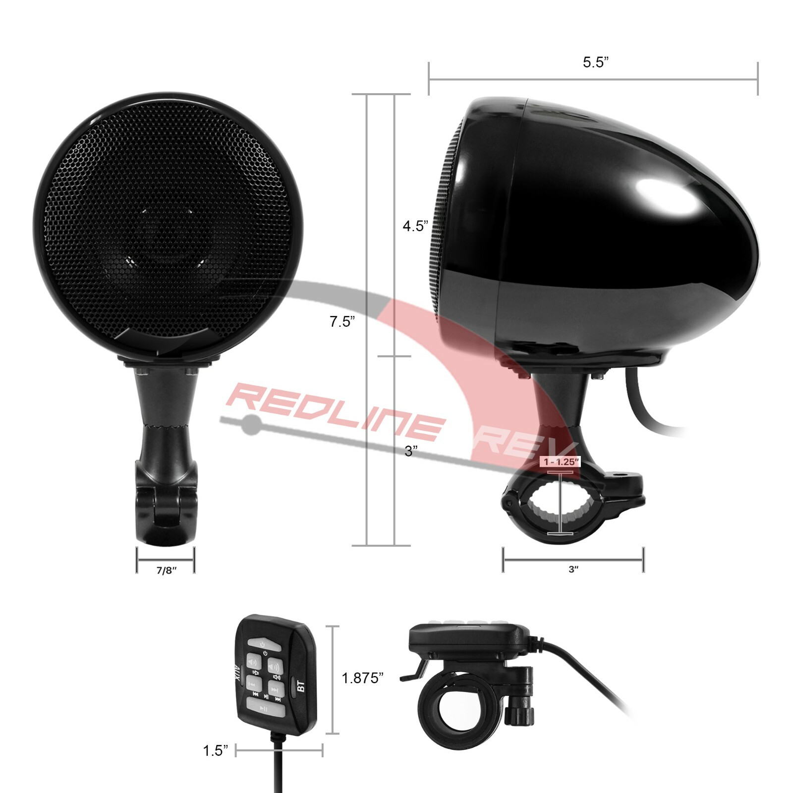 Refurb Waterproof Bluetooth Motorcycle Stereo Speakers Amplifier Audio System