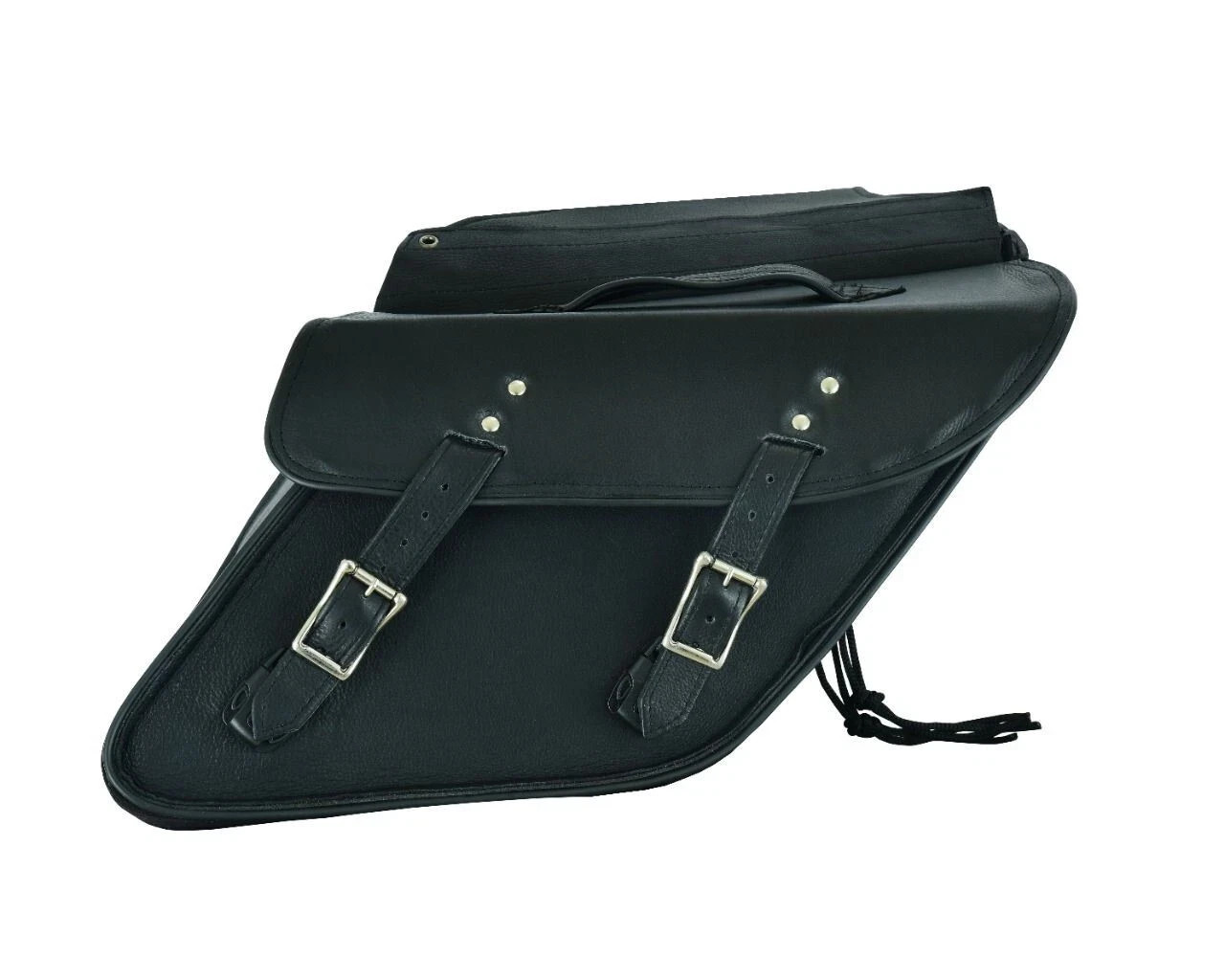 Black PVC HEAT RESISTANT Zip-Off Saddlebags W HOLSTER For HARLEY DYNA and More