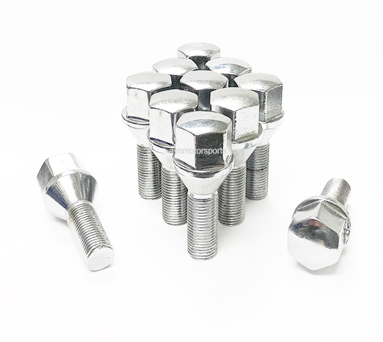20x 12×1.25 CHROME CONE SEAT STOCK LUG BOLTS 19MM HEX 24MM SHANK JEEP DODGE FIAT