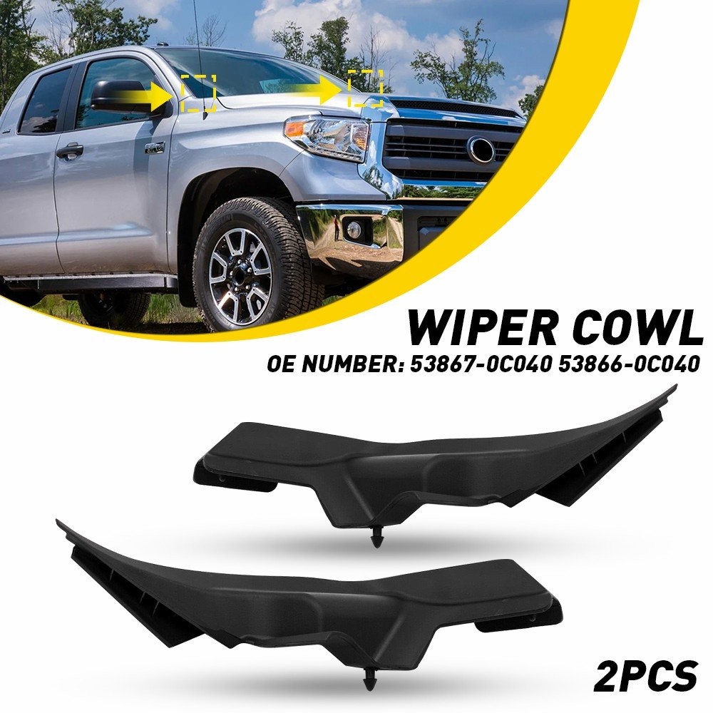 2X Front Windshield Wiper Side Cowl Extension Cover For 2014-2021 Toyota Tundra