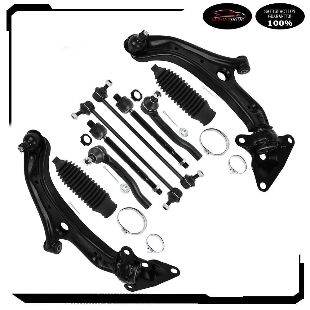 10Pcs For 2009-2013 Honda Fit Suspension Control Arm w Ball Joints Kit Tie Rod