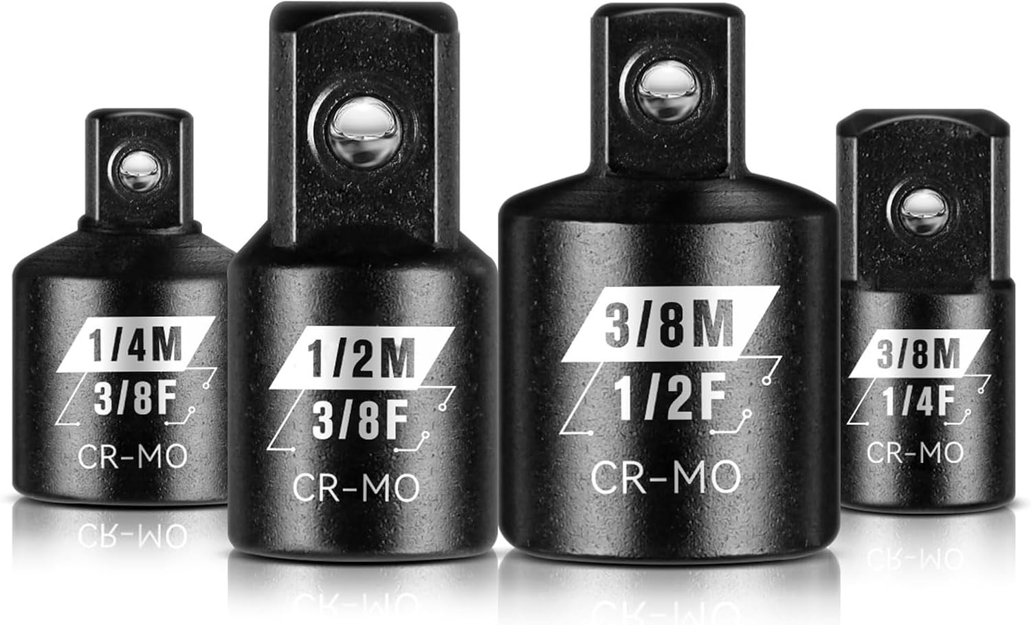 Impact Socket Adapter Set – 4 pcs, Chrome Molybdenum Steel, Corrosion Resista…