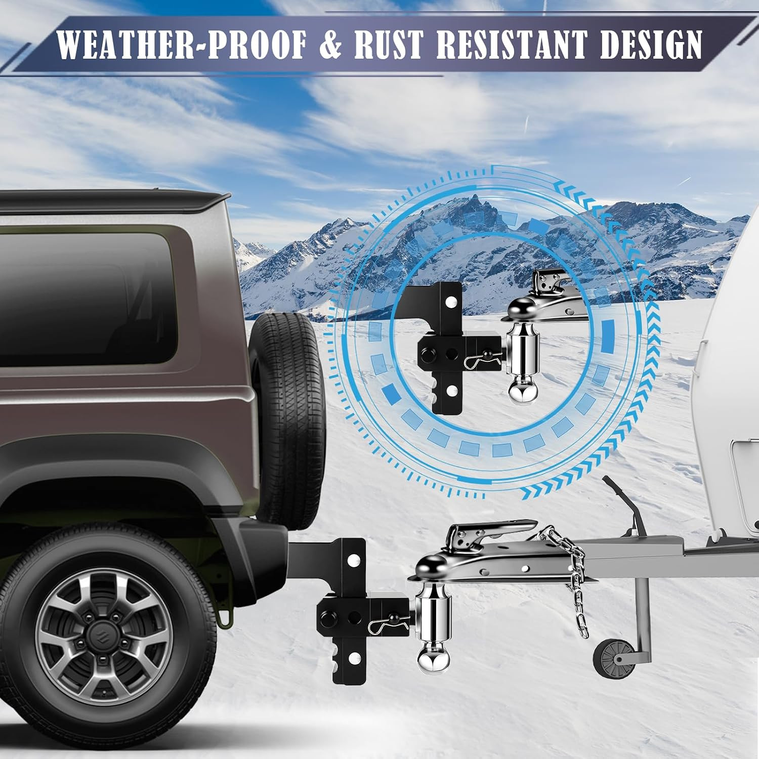 Adjustable Trailer Hitch 12500LBS 2″ Shank 6″ Drop 2 Ball Heavy Duty for Truck
